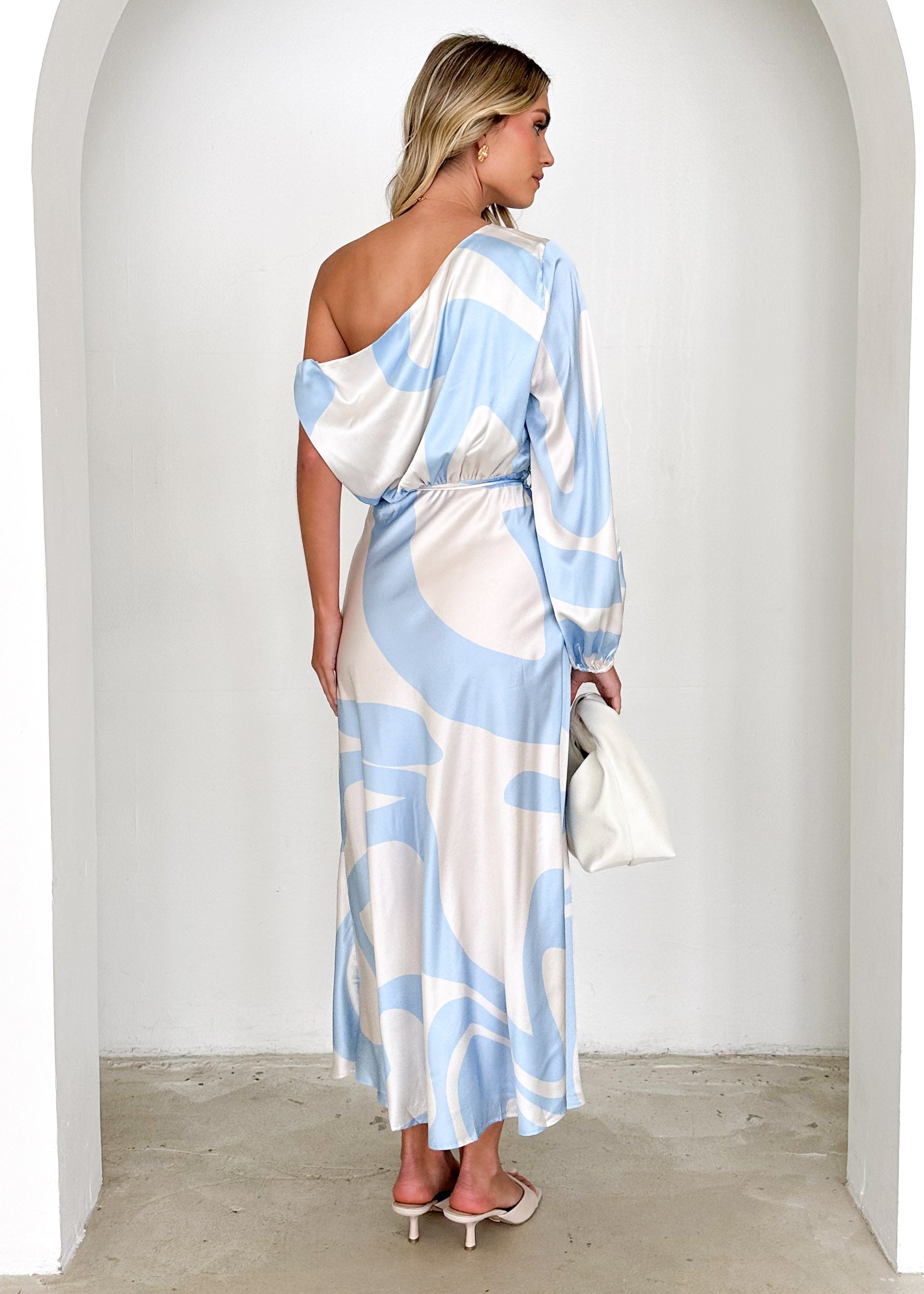 Tavi One Shoulder Maxi Dress - Blue Swirl