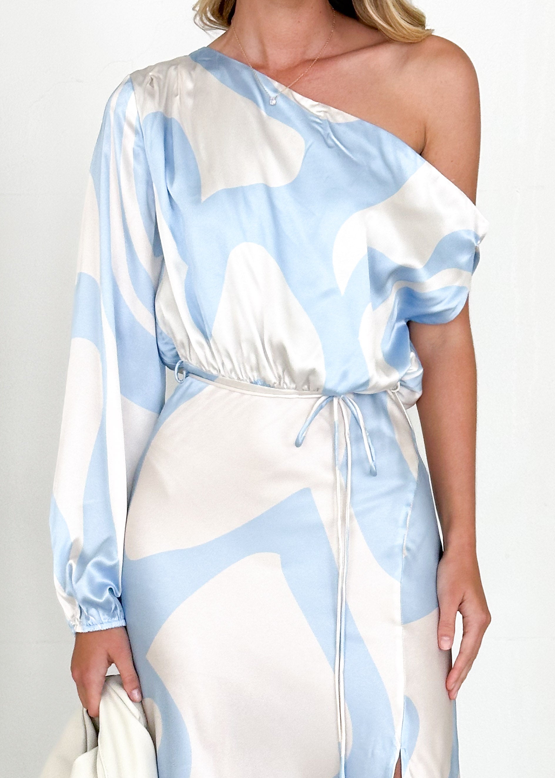 Tavi One Shoulder Maxi Dress - Blue Swirl