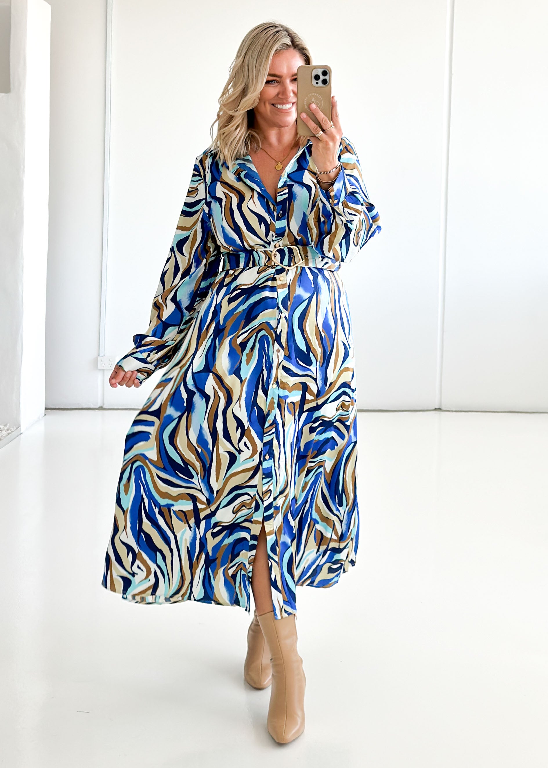 Maderra Midi Dress - Azure Safari