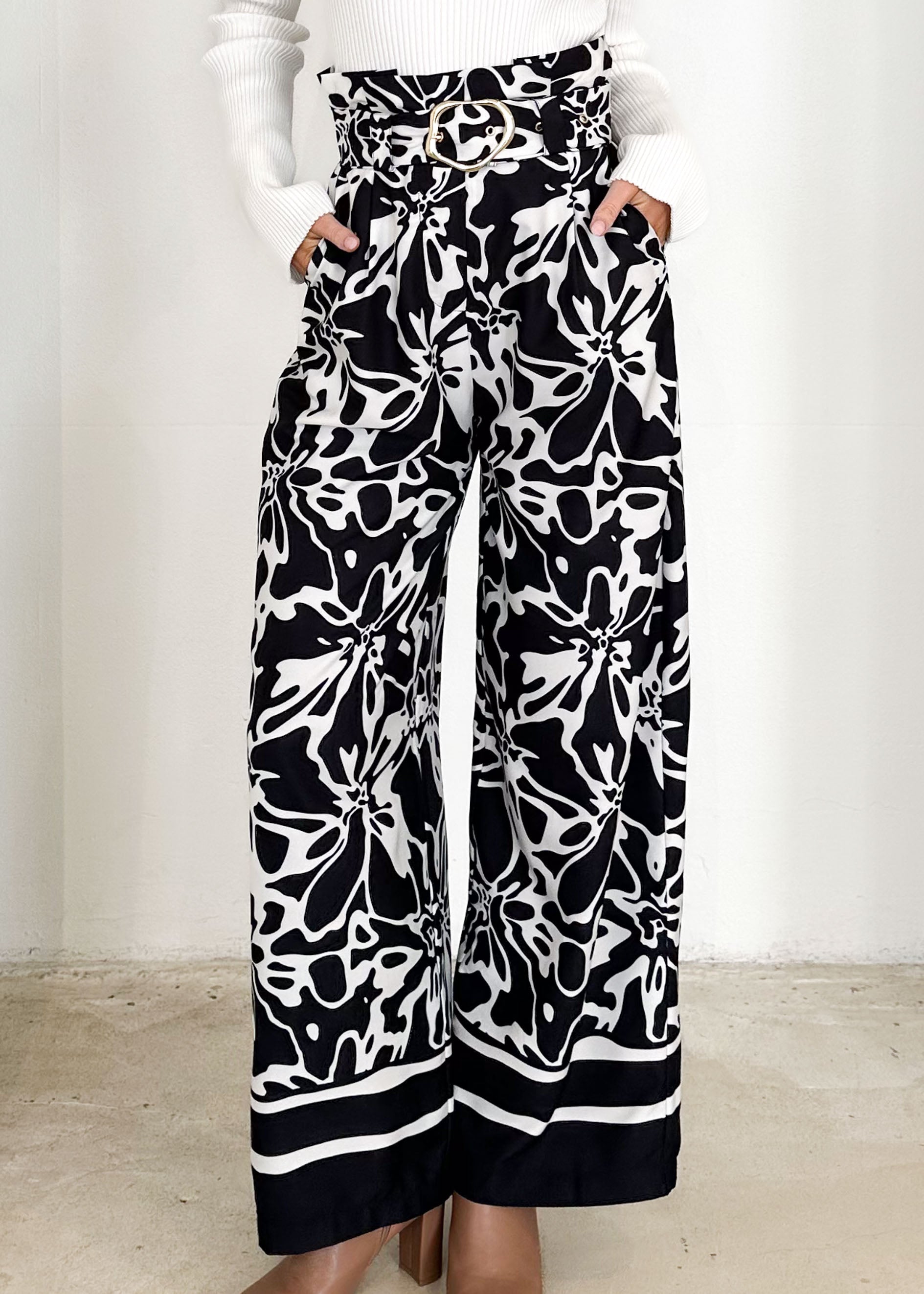 Elisa Pants - Black Abstract