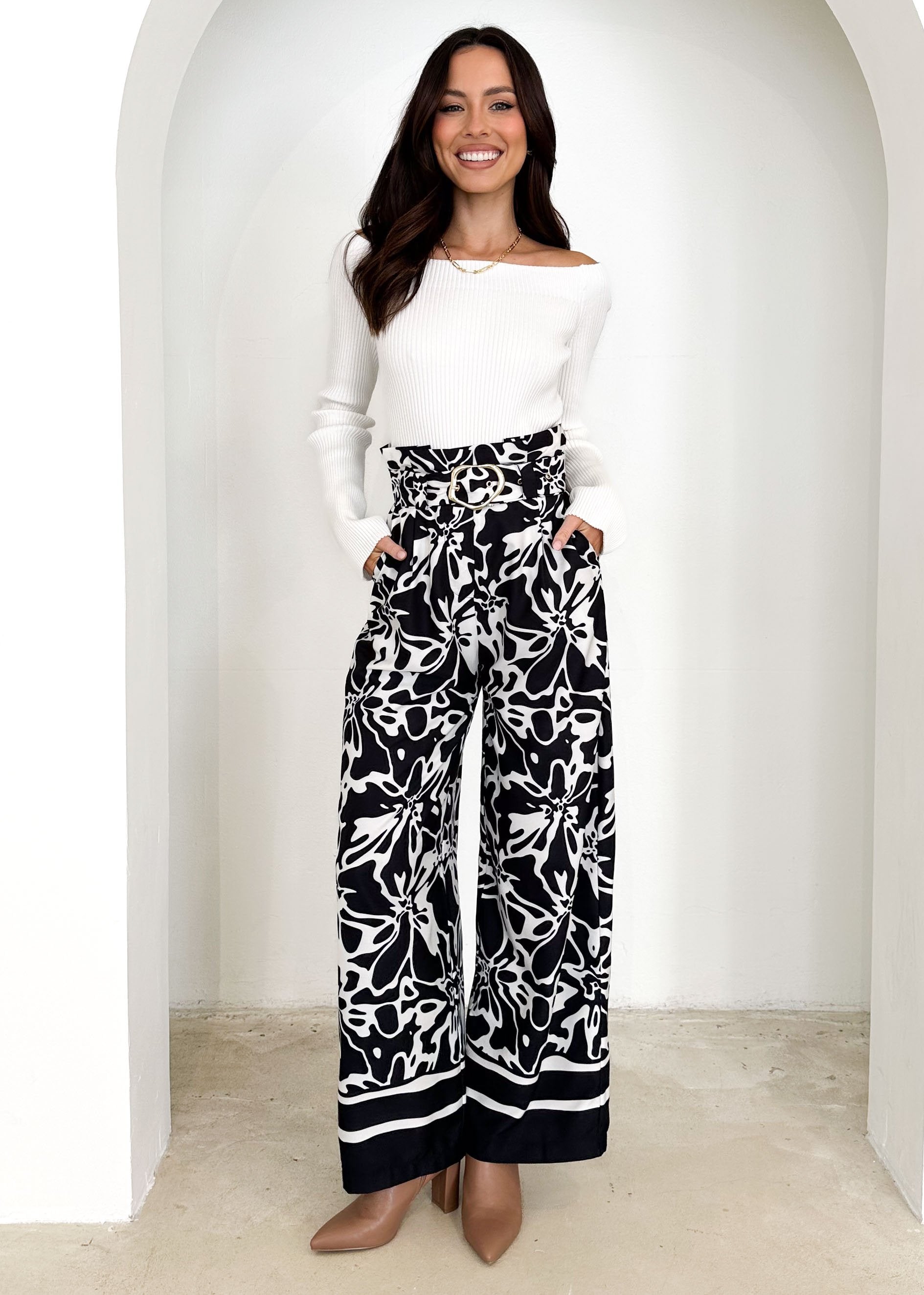 Elisa Pants - Black Abstract