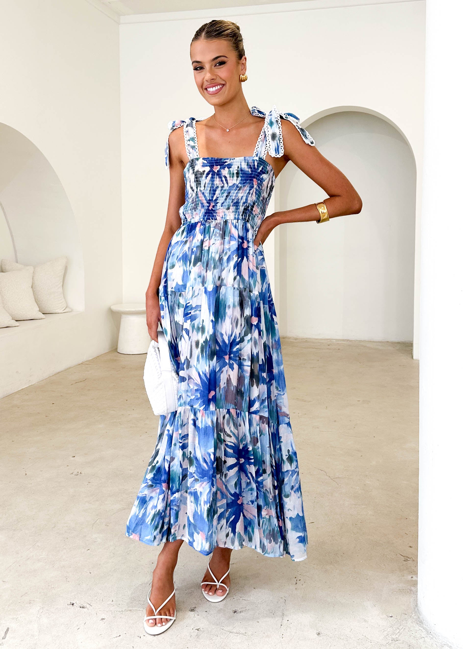 Beatrice Maxi Dress - Blue Floral