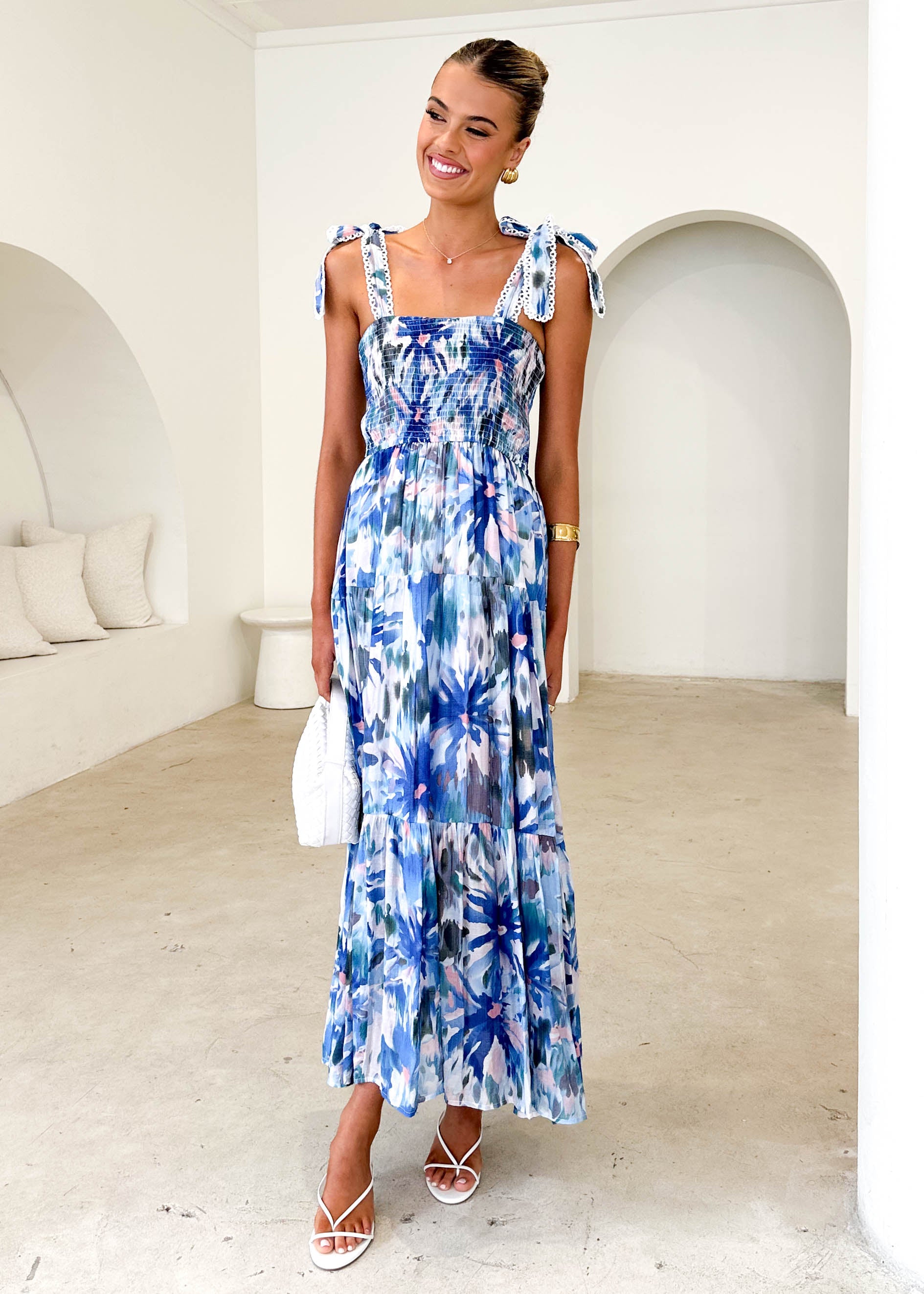 Beatrice Maxi Dress - Blue Floral