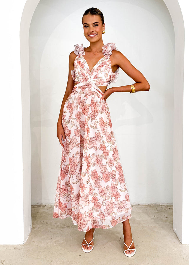 Elba Maxi Dress - Peach Floral