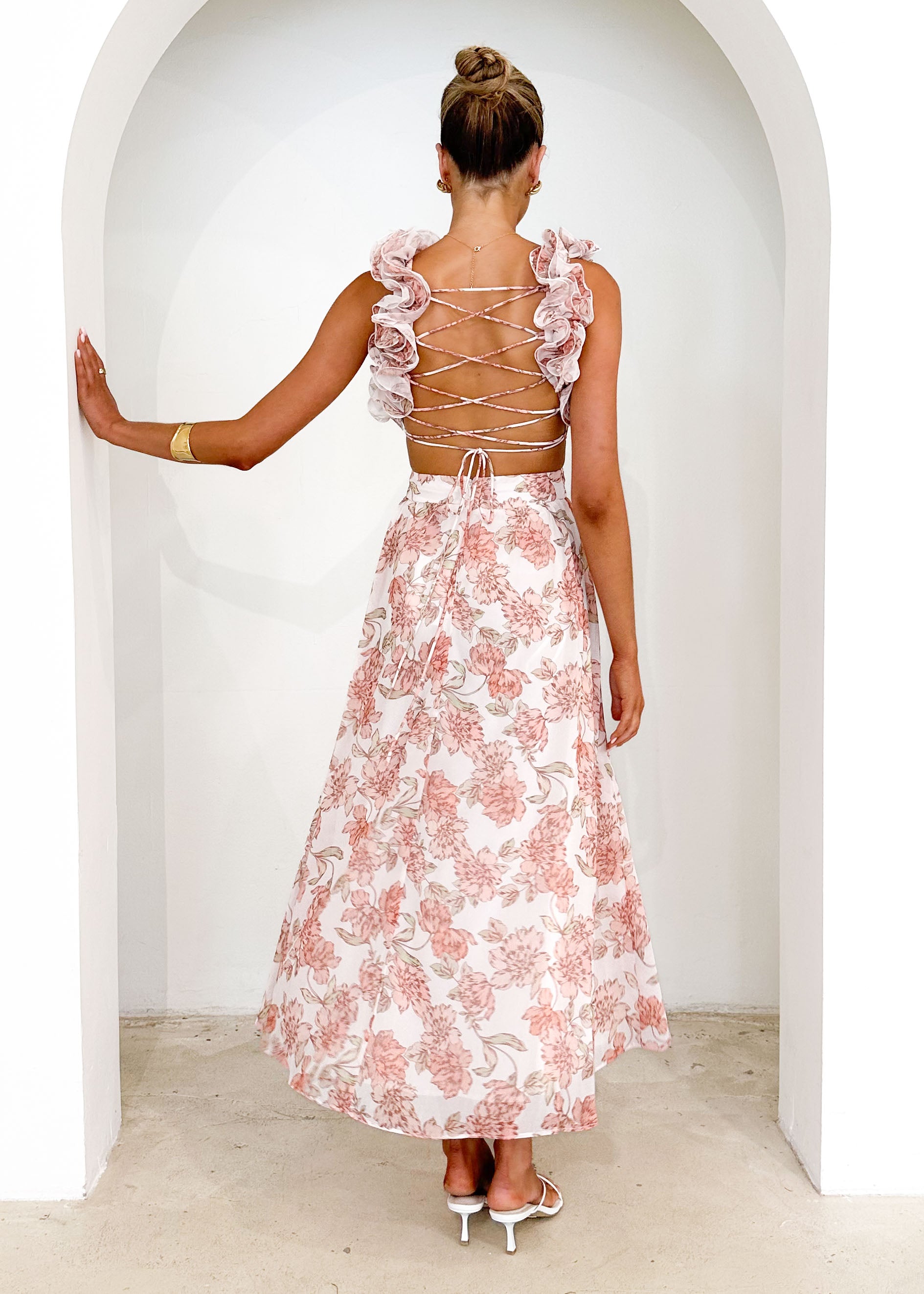 Elba Maxi Dress - Peach Floral