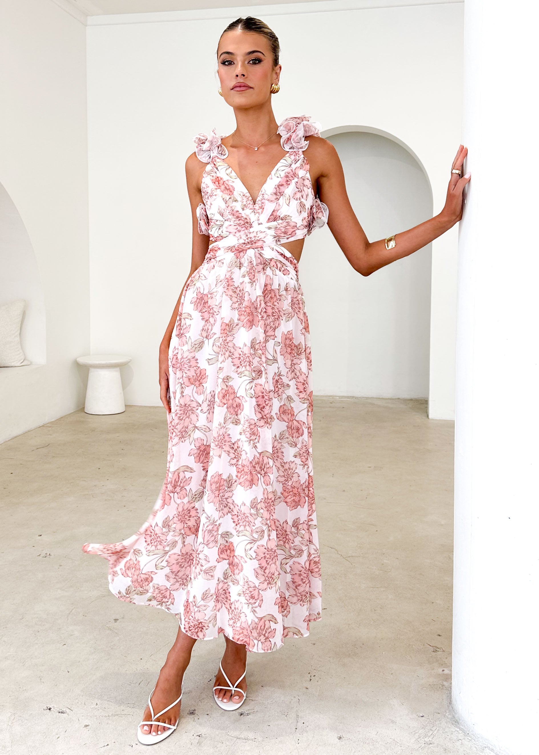 Elba Maxi Dress - Peach Floral