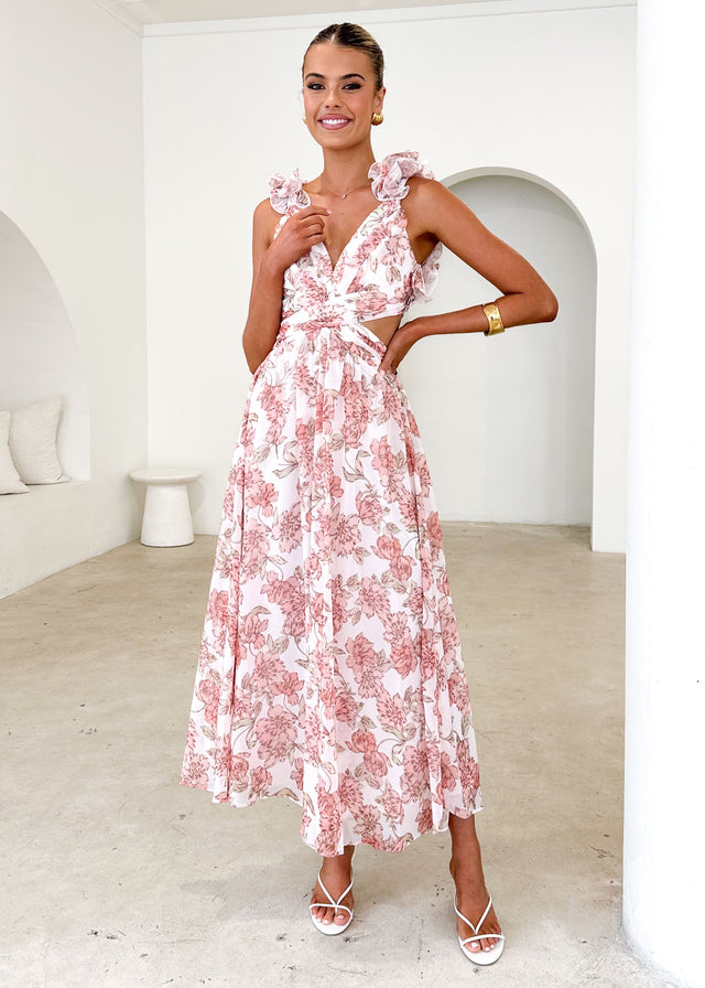 Elba Maxi Dress - Peach Floral