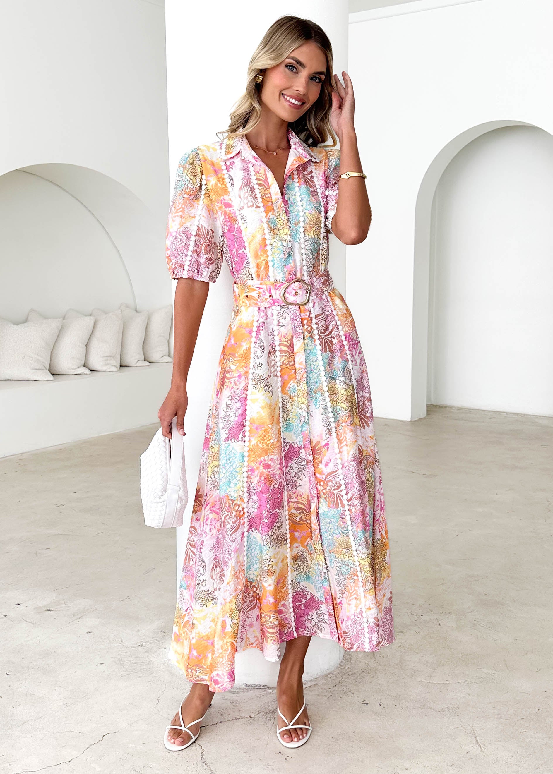 Arcadia Midi Dress - Pastel Splash