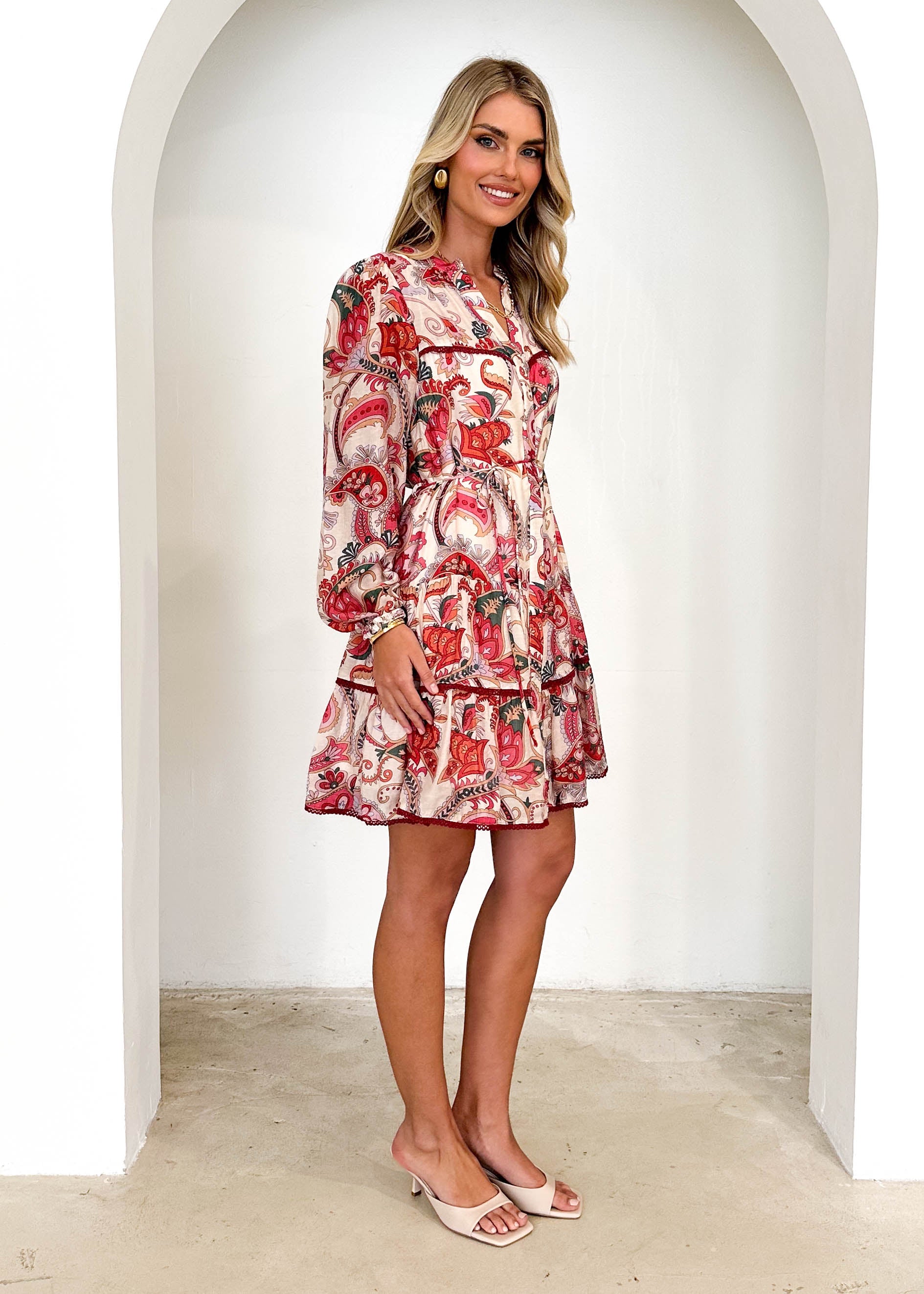 Clairmont Dress - Scarlet Paisley