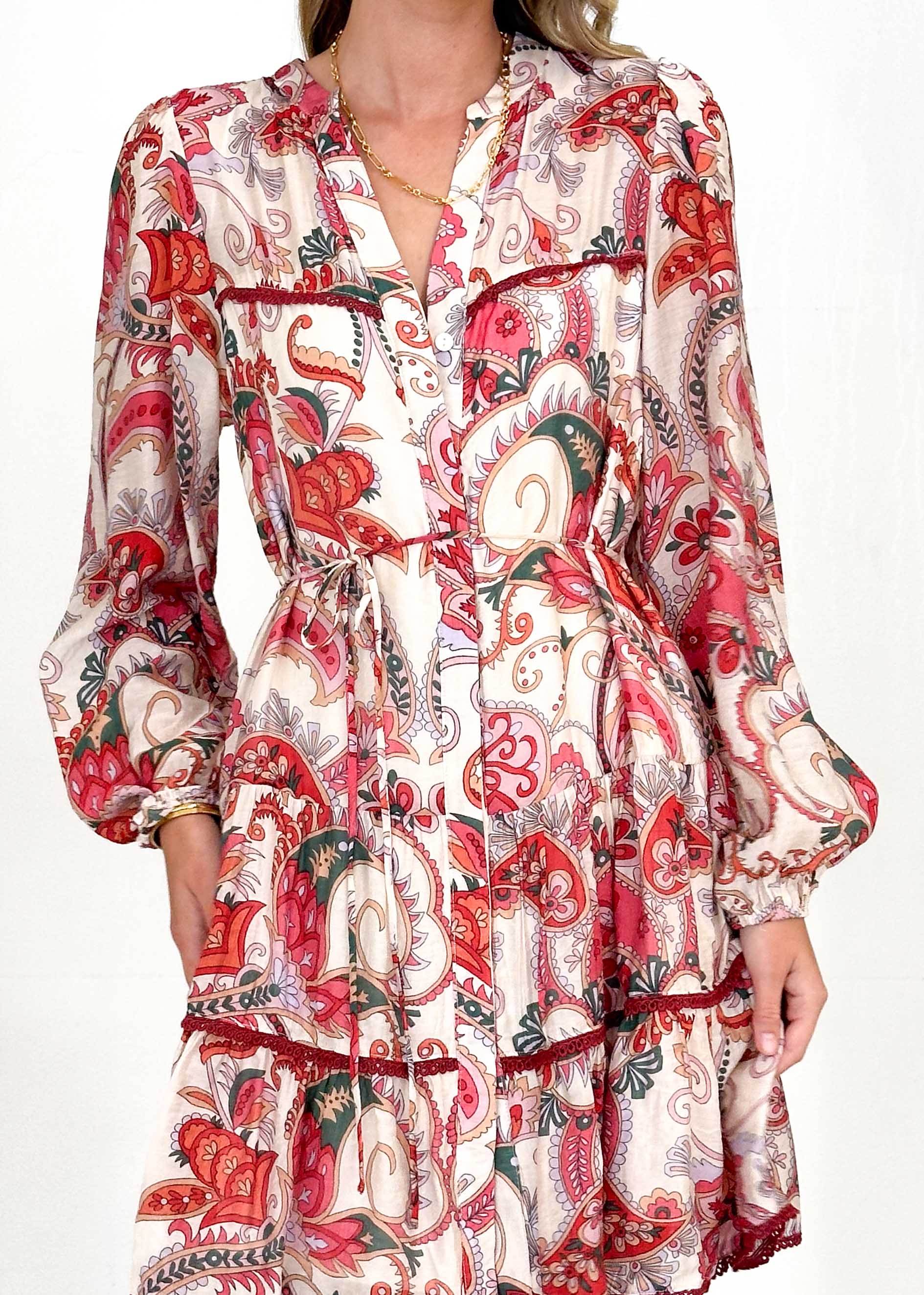 Clairmont Dress - Scarlet Paisley