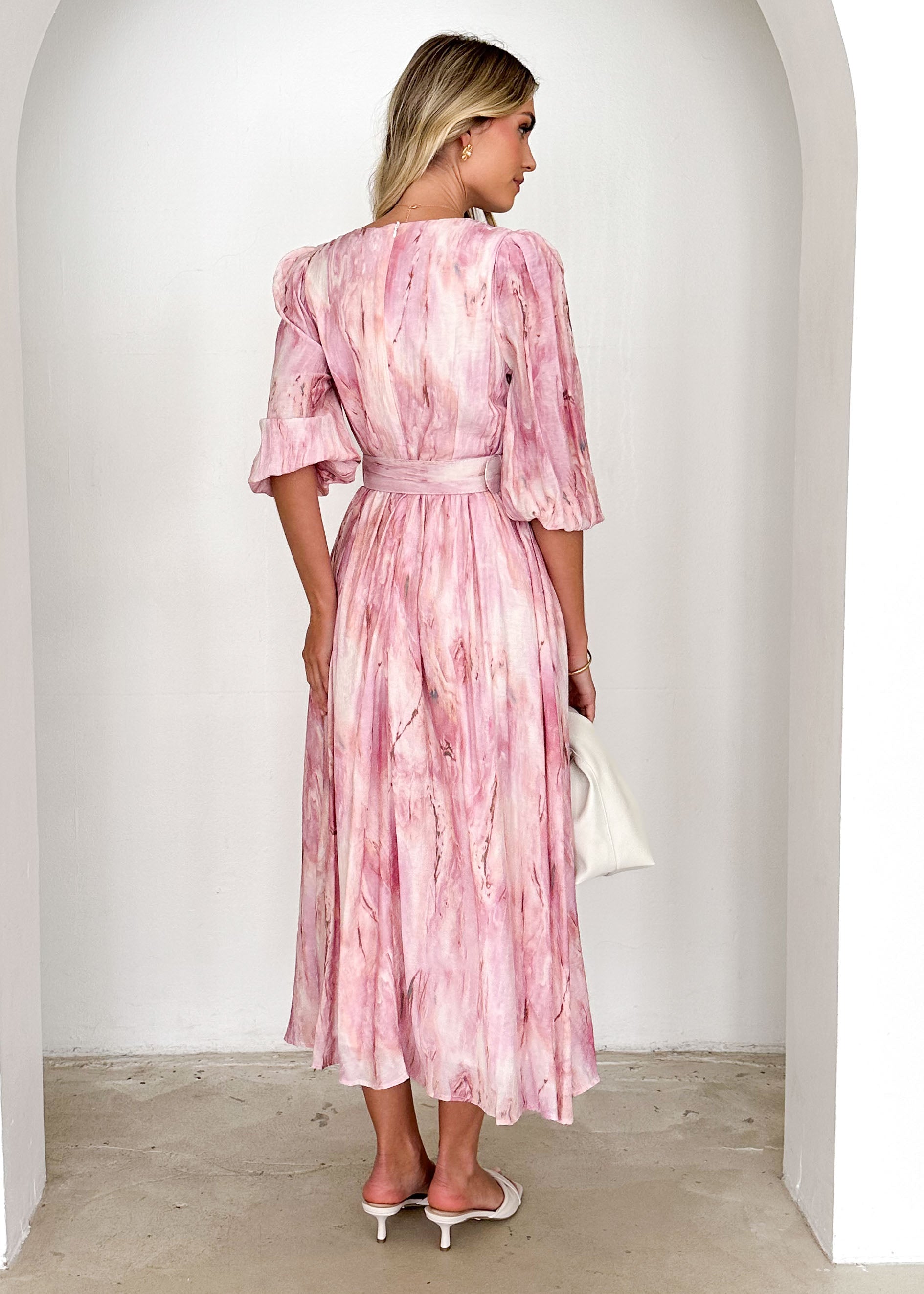 Analissa Midi Dress - Pink Marble