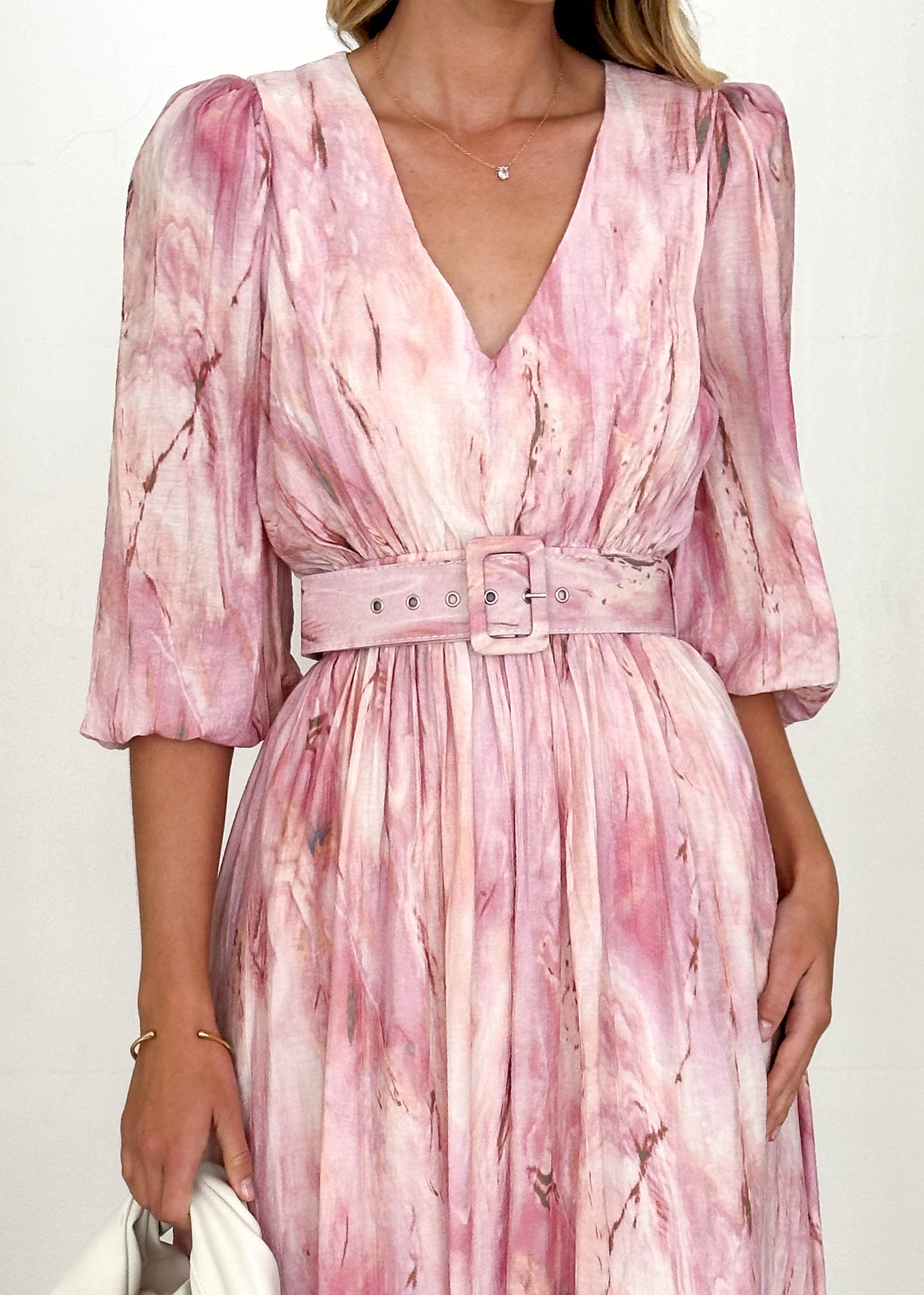 Analissa Midi Dress - Pink Marble