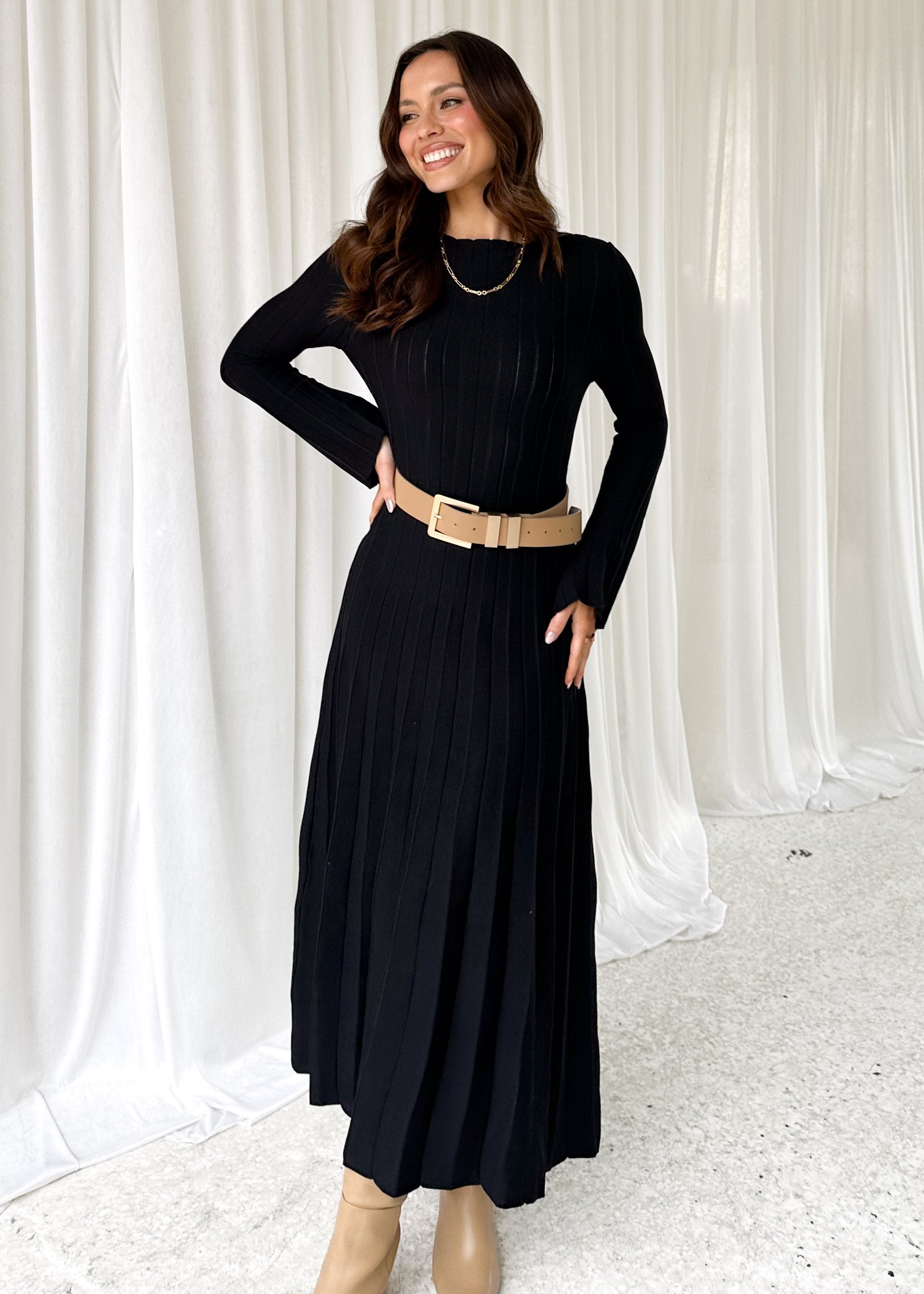 Joan Knit Maxi Dress - Black