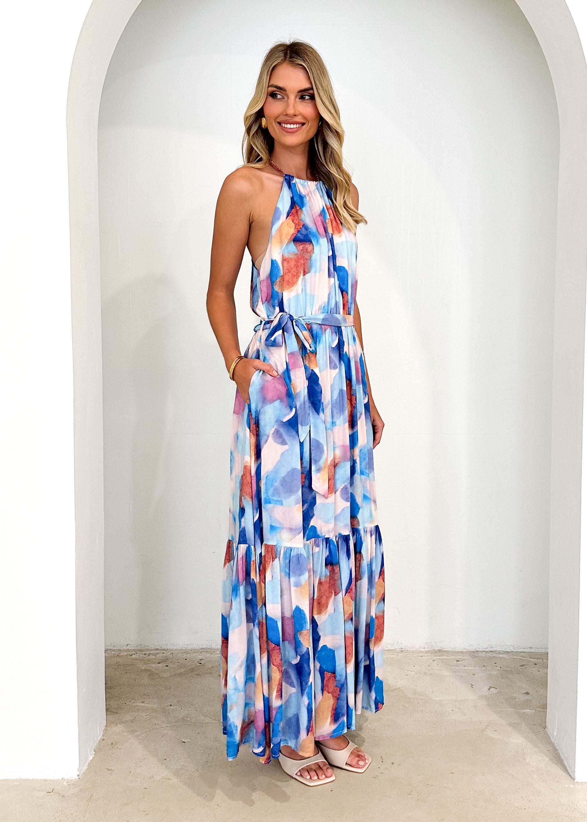 Channer Maxi Dress - Blue Splash