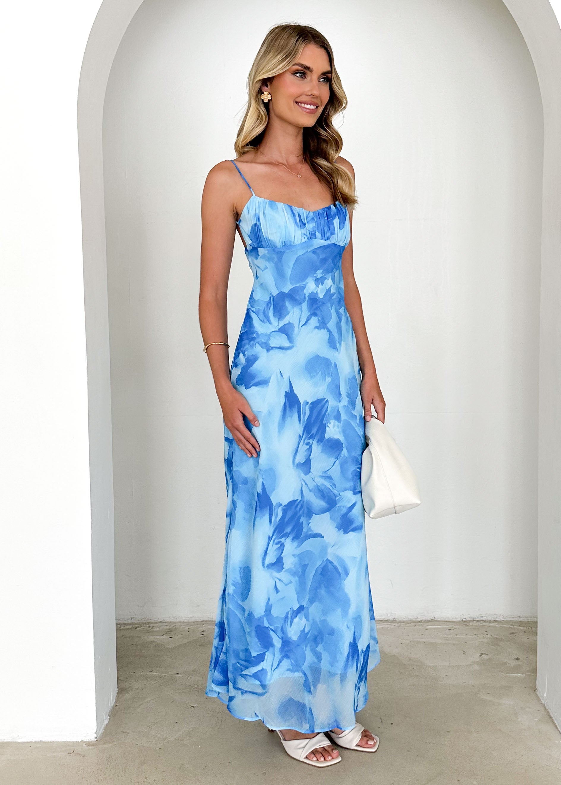 Firenze Maxi Dress - Blue Abstract