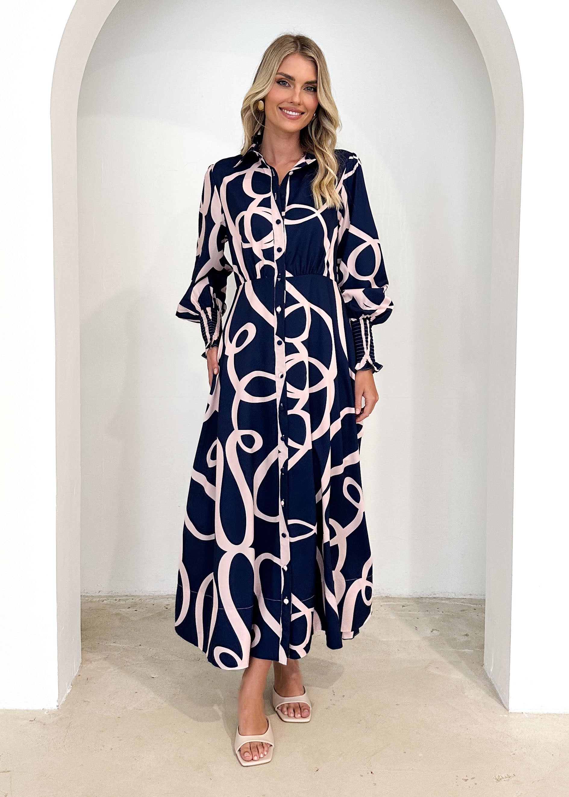 Sandero Maxi Dress - Navy Ribbon