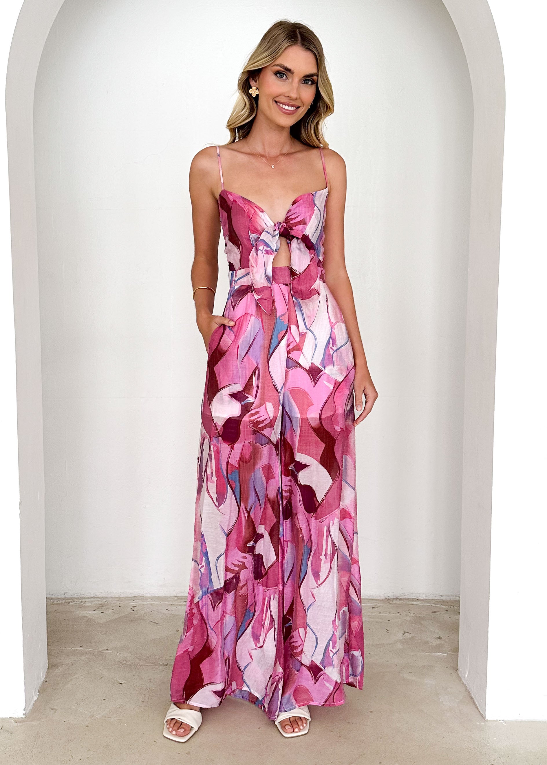 Bailey Pantsuit - Pink Abstract