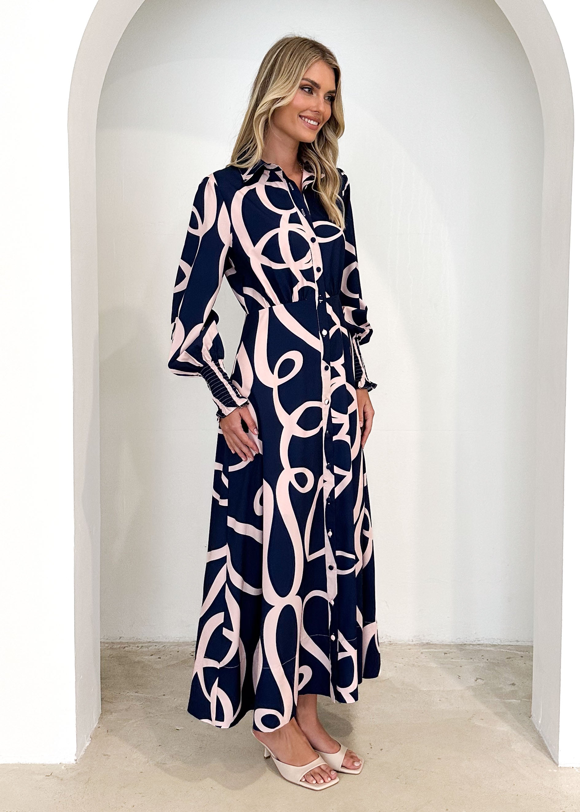 Sandero Maxi Dress - Navy Ribbon