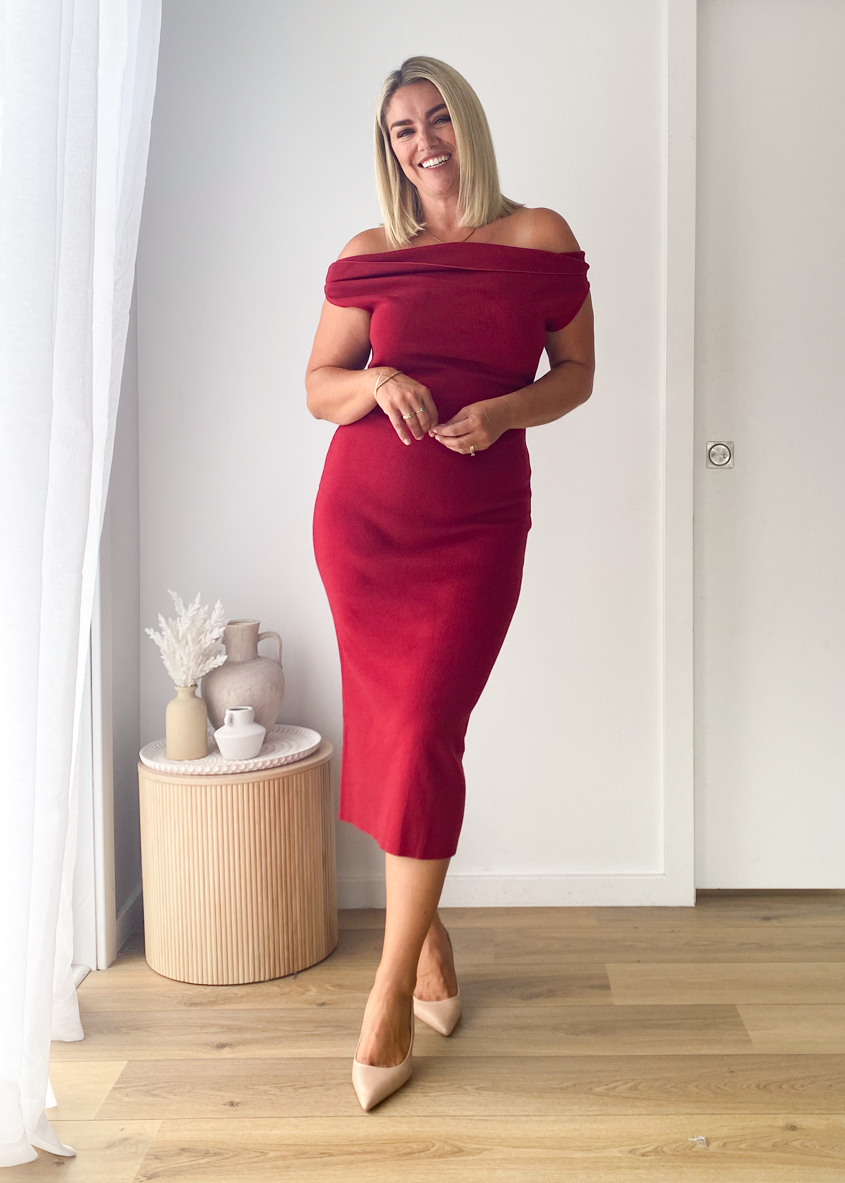 Soft Serenade Midi Dress in Wine Linen Blend main image 1