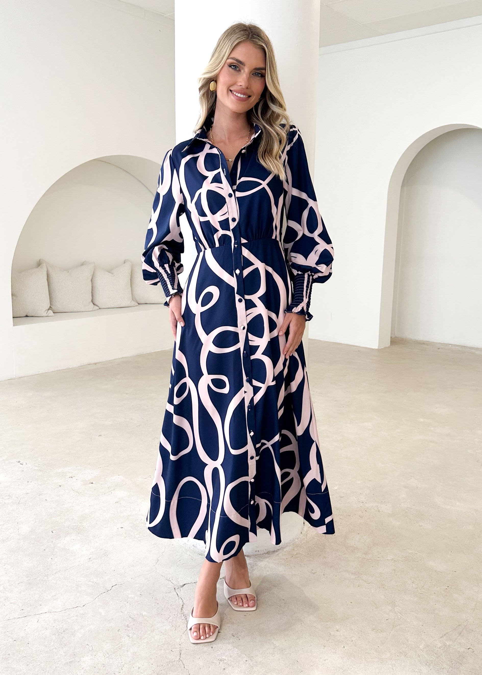 Sandero Maxi Dress - Navy Ribbon