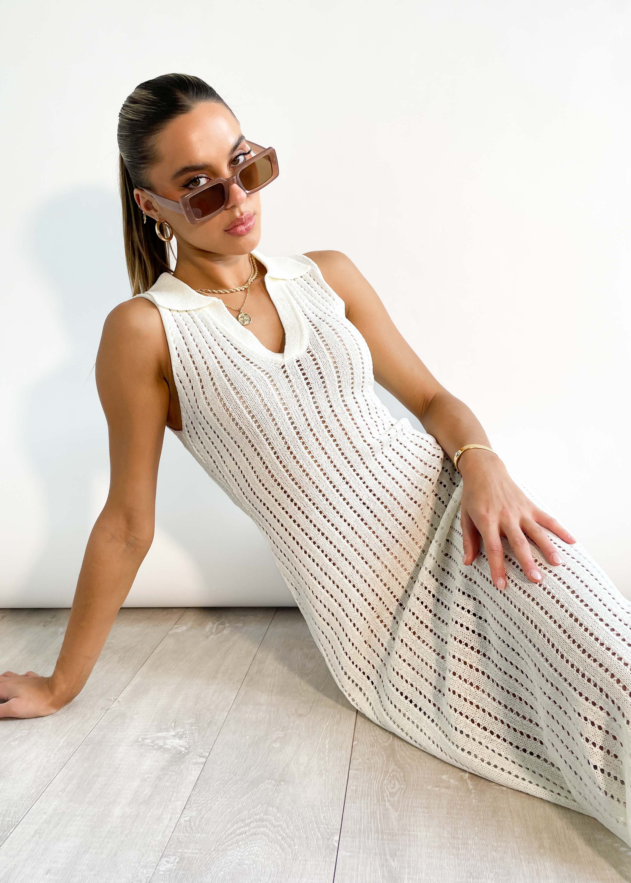 Audrey Knit Midi Dress - Off White