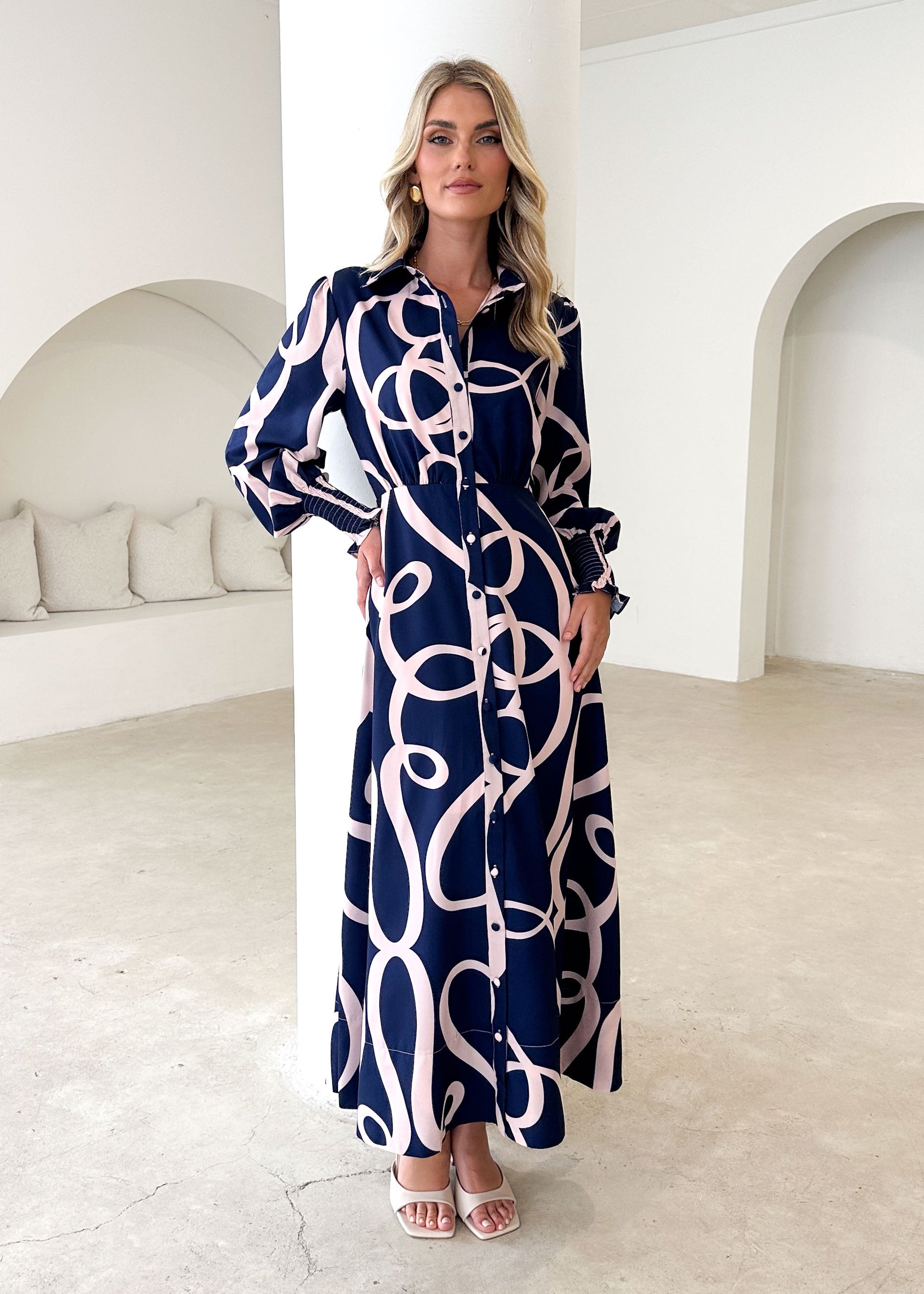 Sandero Maxi Dress - Navy Ribbon