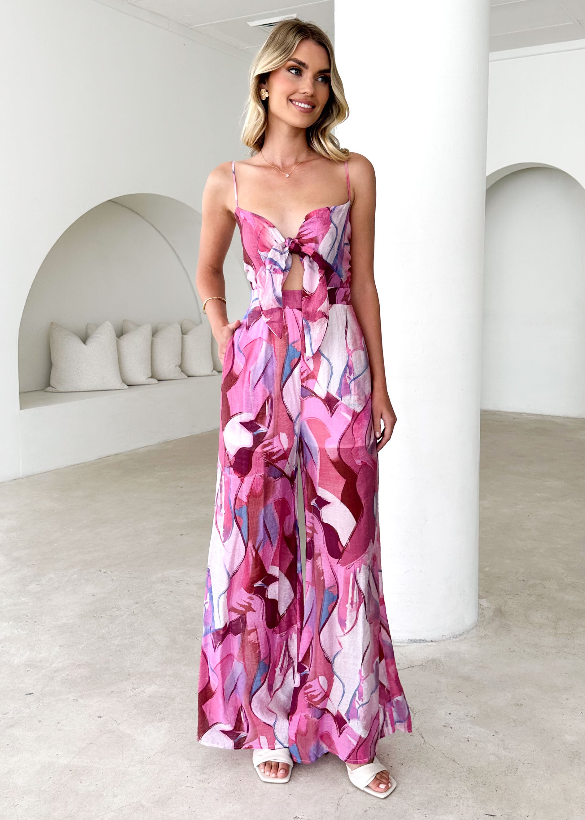 Bailey Pantsuit - Pink Abstract