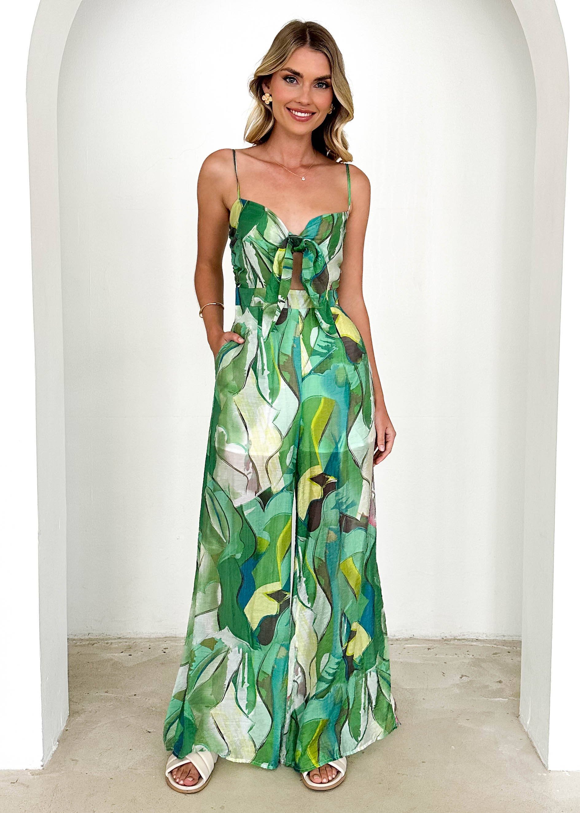 Bailey Pantsuit - Green Abstract