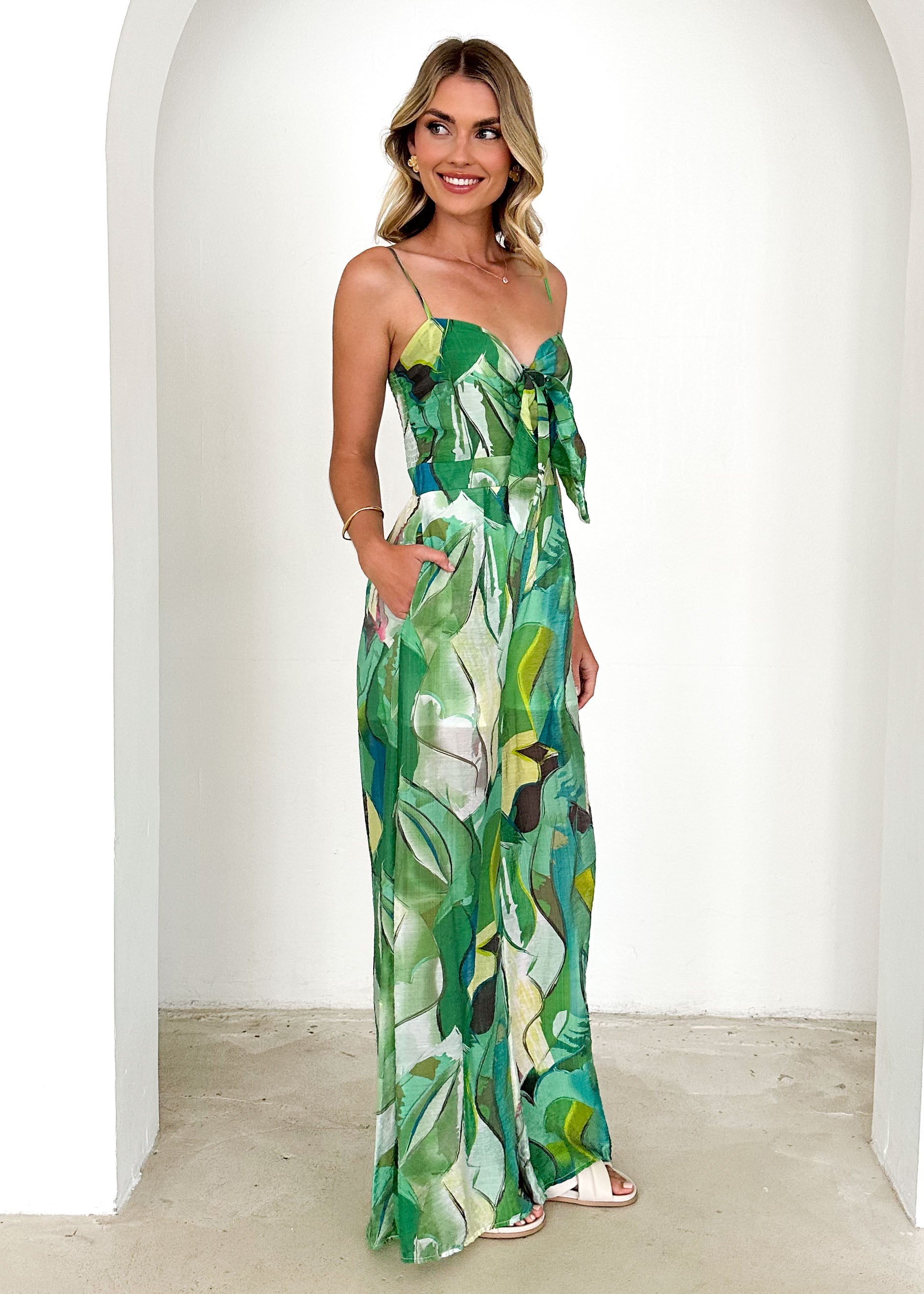 Bailey Pantsuit - Green Abstract