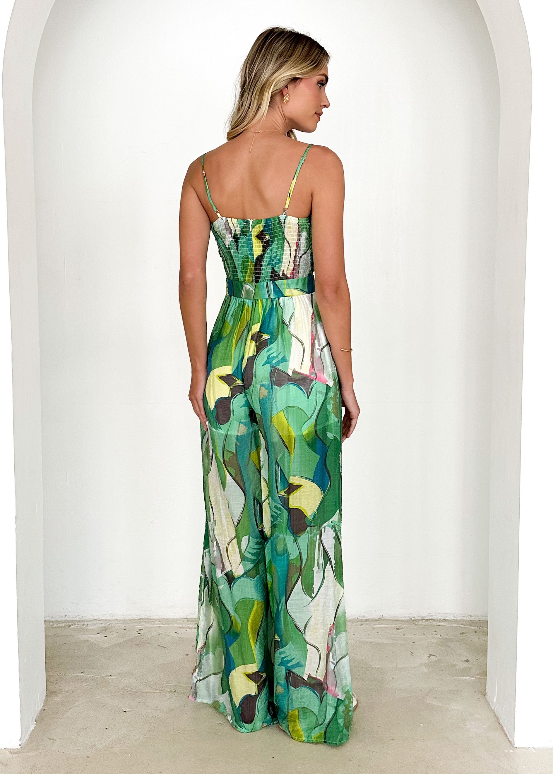 Bailey Pantsuit - Green Abstract