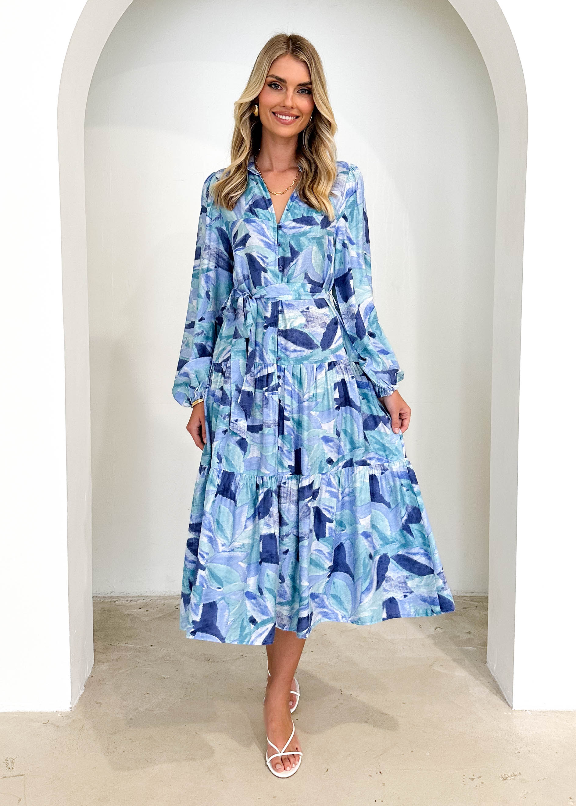 Eviely Maxi Dress - Blue Leaf