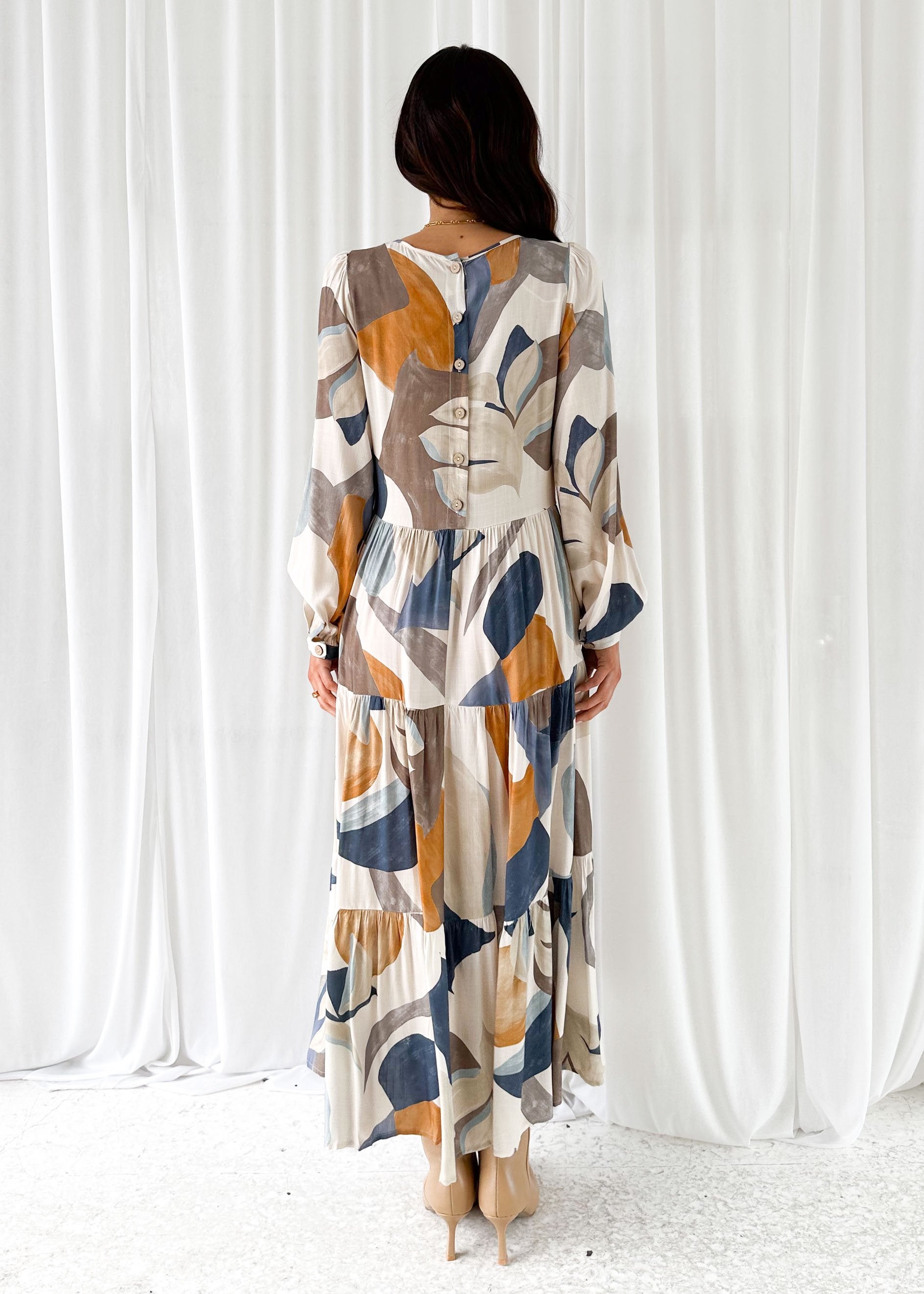 Amoroso Maxi Dress - Blue Abstract