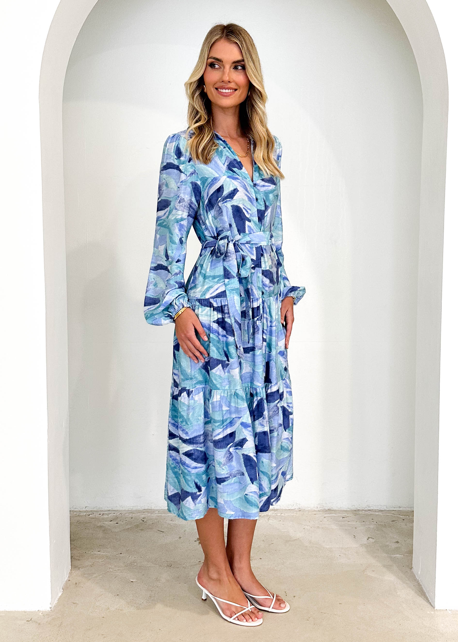 Eviely Maxi Dress - Blue Leaf