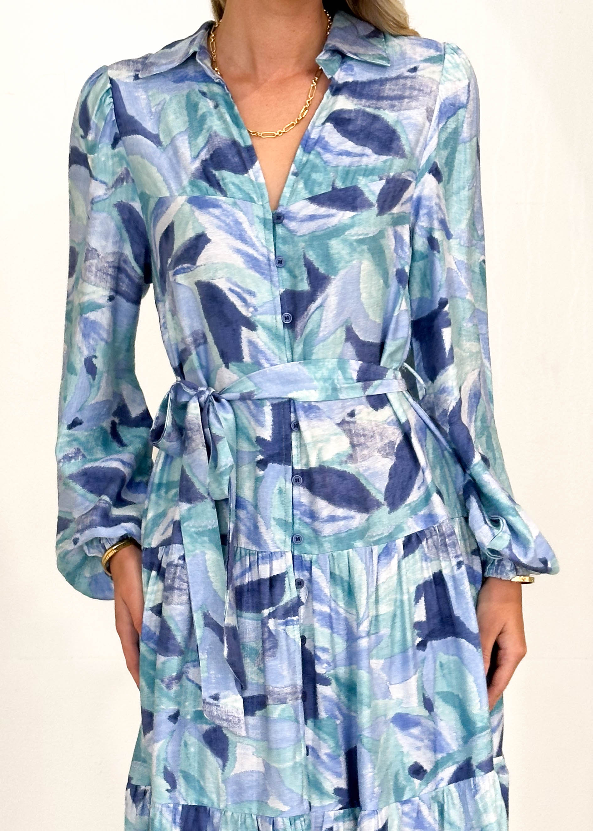 Eviely Maxi Dress - Blue Leaf