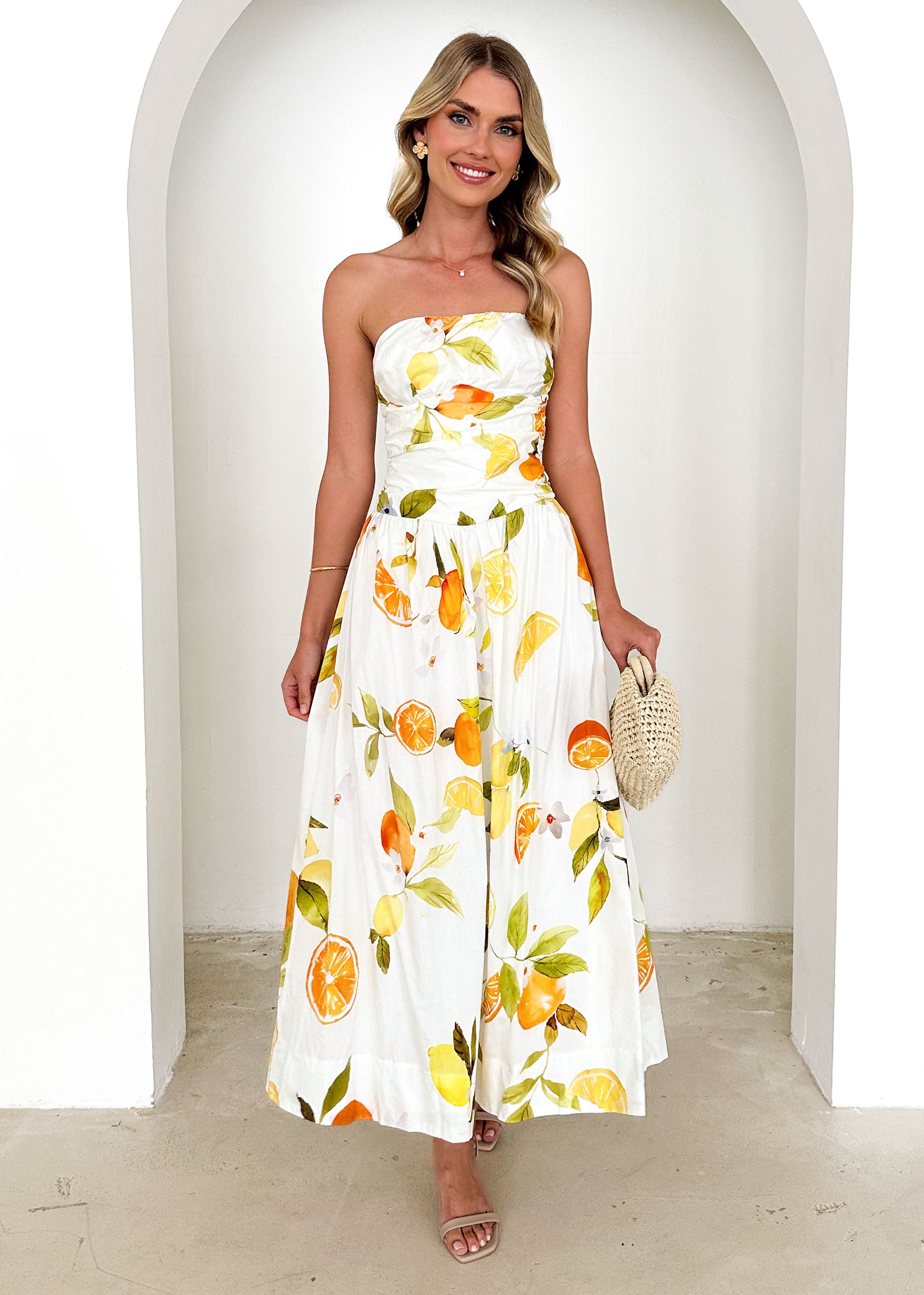 Rena Strapless Maxi Dress - Limoncello