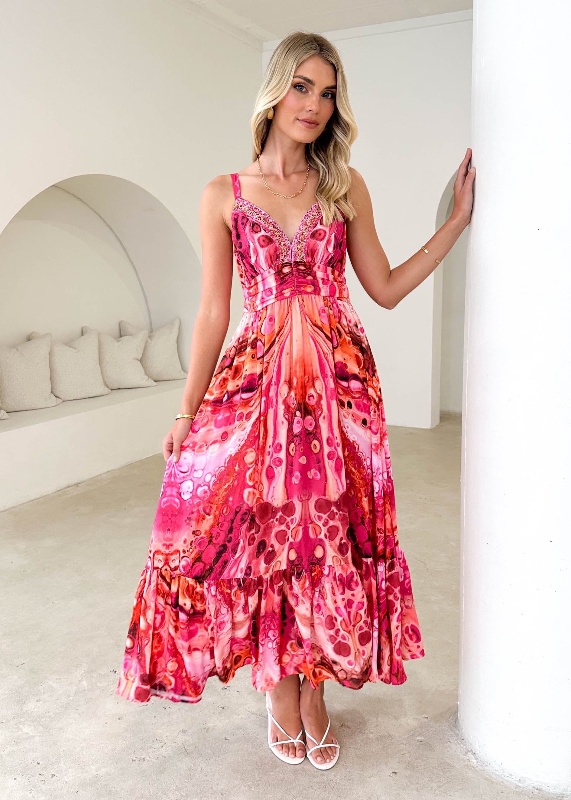 Duceo Maxi Dress - Magenta Gem