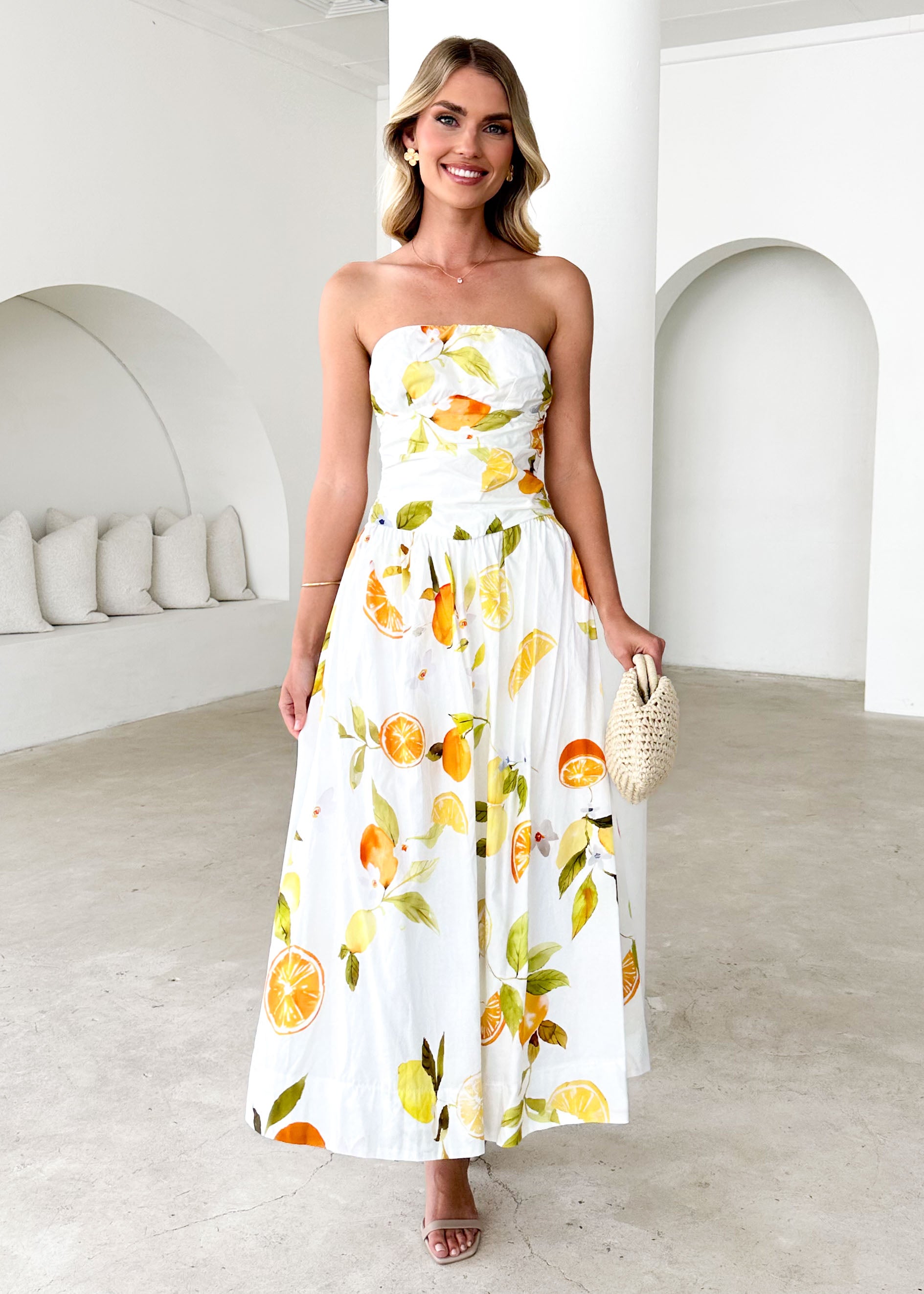 Rena Strapless Maxi Dress - Limoncello