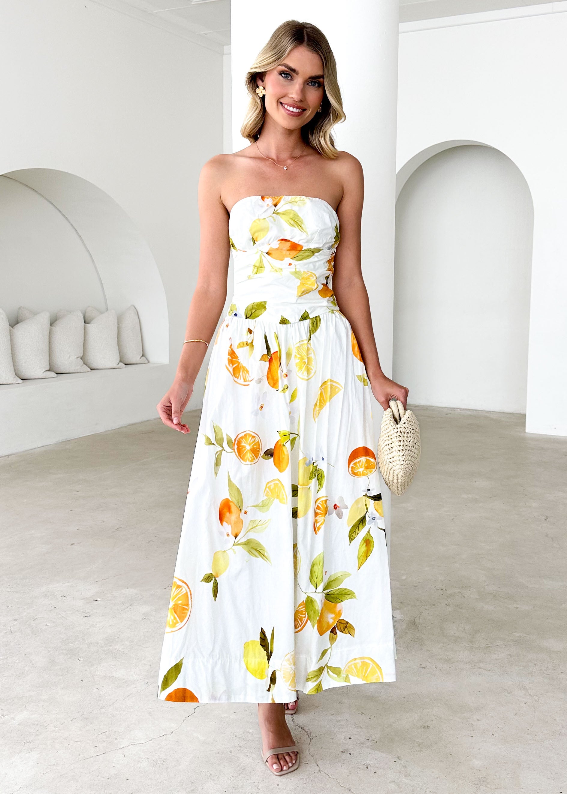 Rena Strapless Maxi Dress - Limoncello