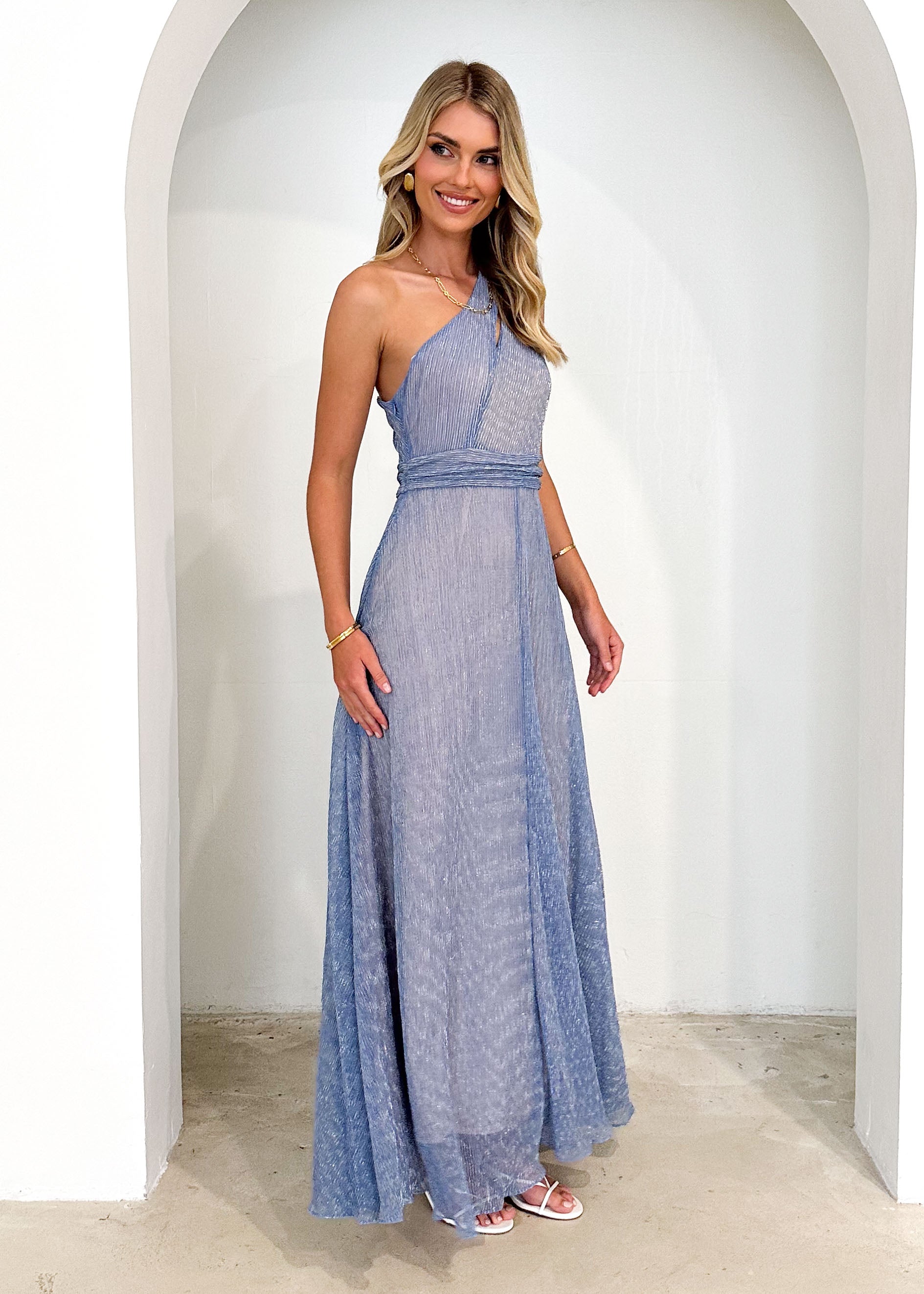 Aude One Shoulder Maxi Dress - Blue Sapphire