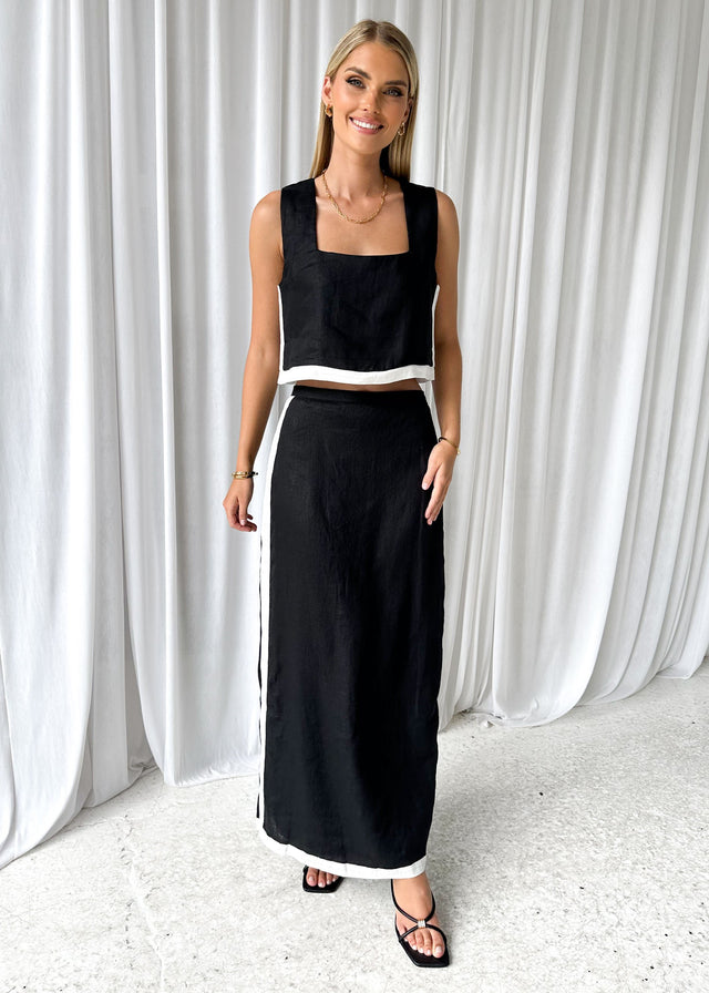 Lerae Linen Maxi Skirt - Black