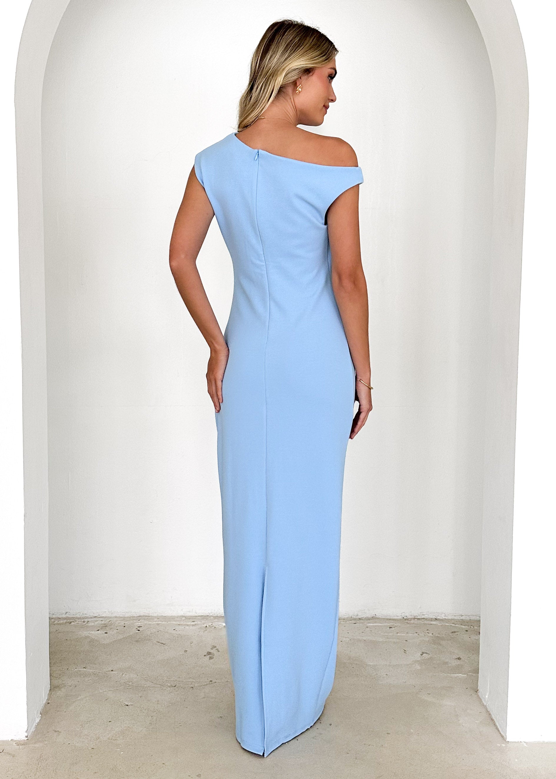 Carmella One Shoulder Maxi Dress - Blue