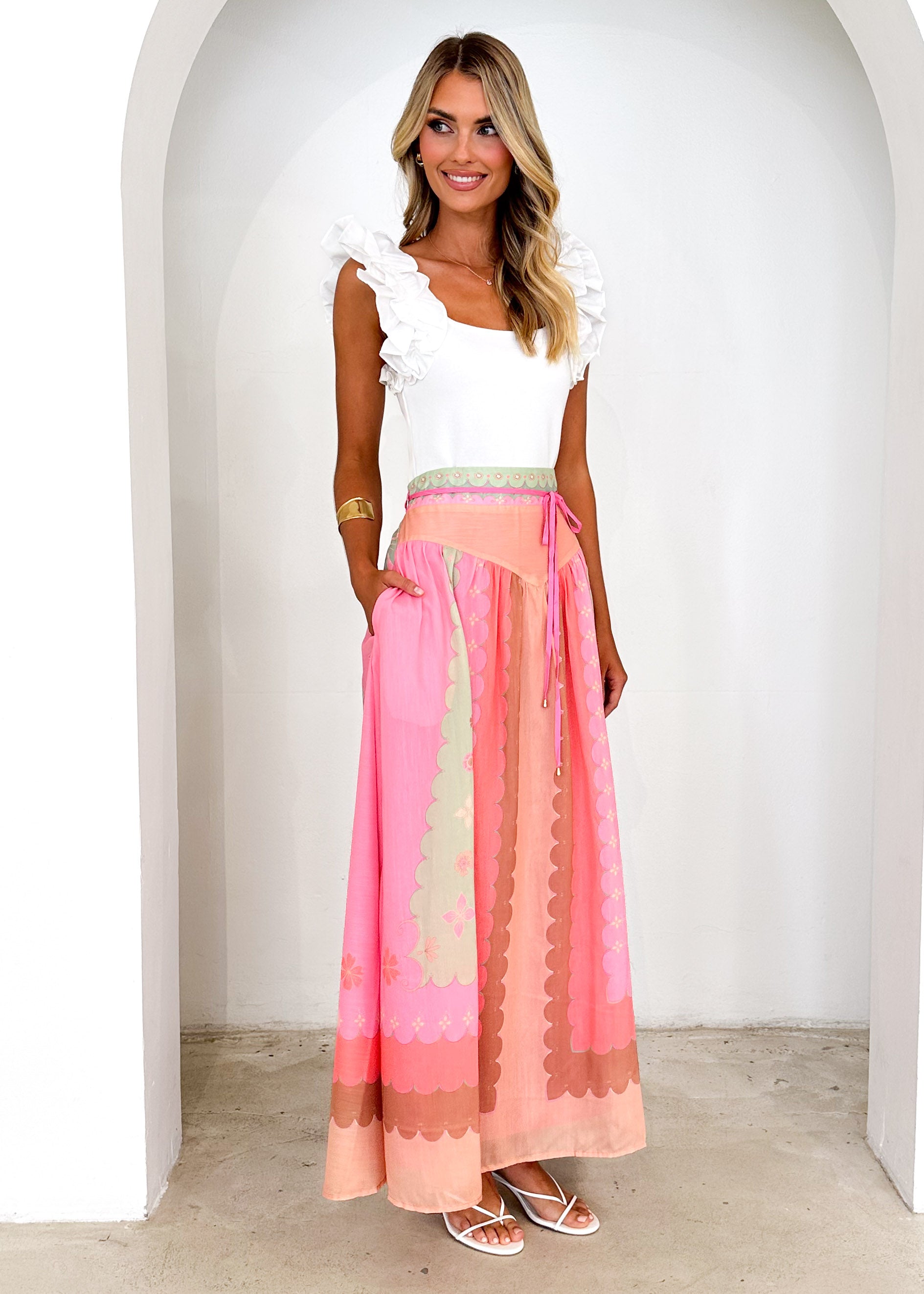 Amity Maxi Skirt - Melon Floral