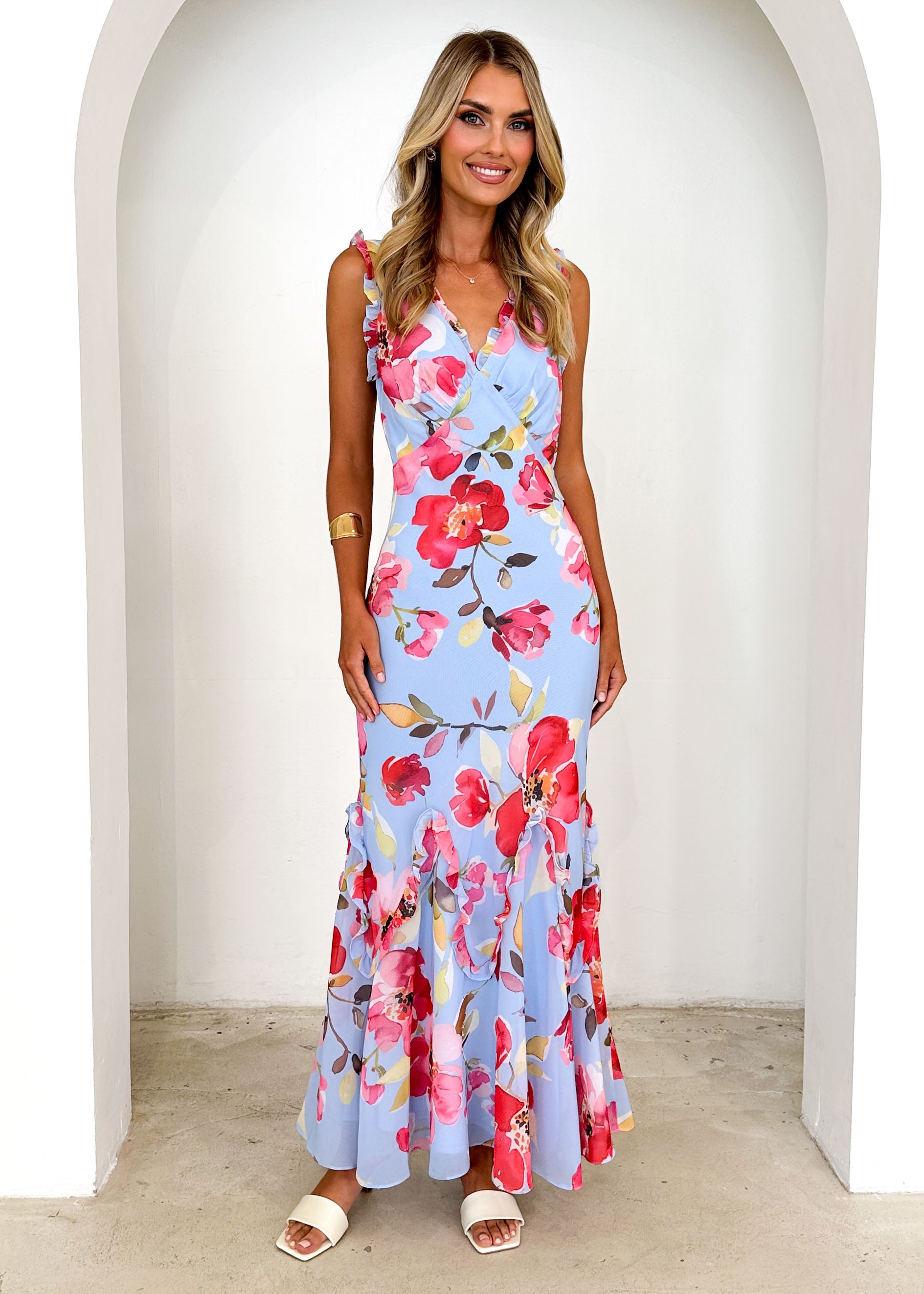 Arriane Maxi Dress - Blue Floral