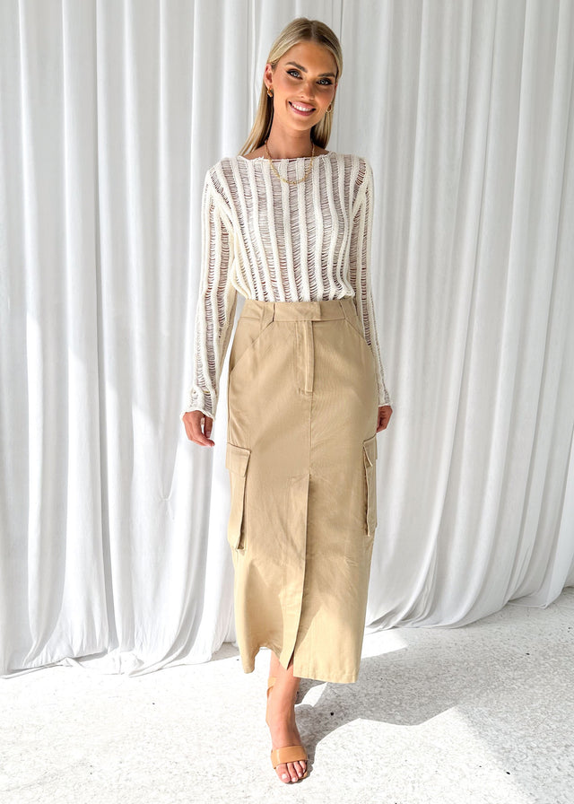 Tellroe Cargo Maxi Skirt - Latte