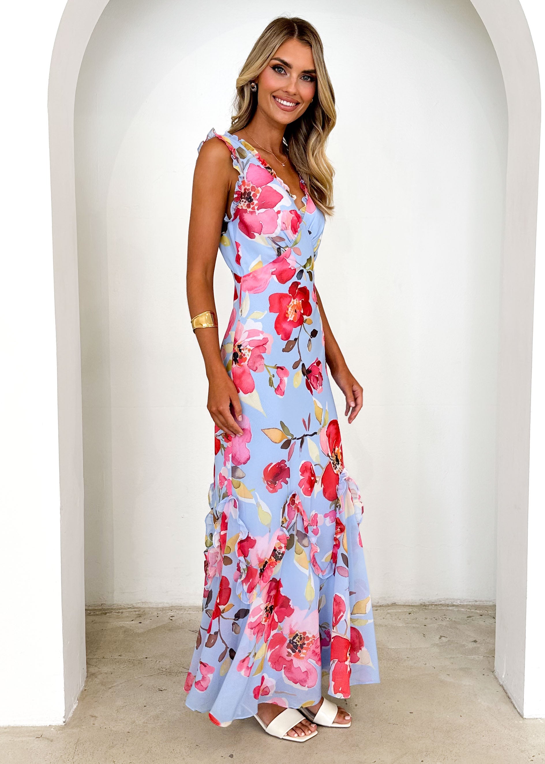 Arriane Maxi Dress - Blue Floral