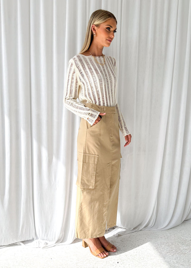 Tellroe Cargo Maxi Skirt - Latte