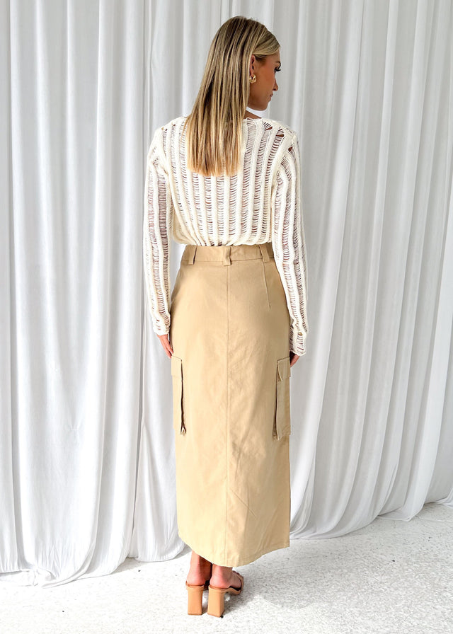 Tellroe Cargo Maxi Skirt - Latte