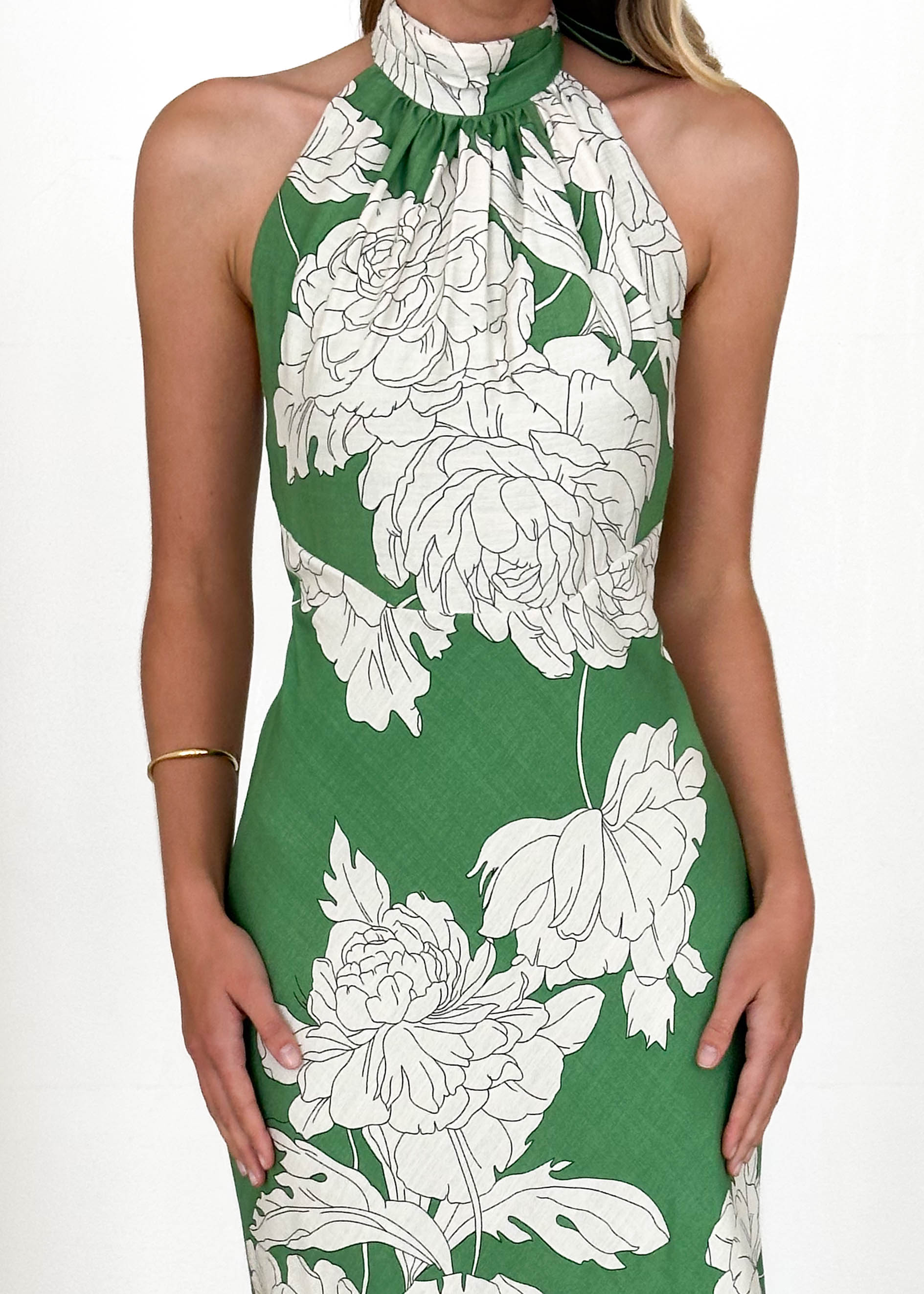 Anya Halter Maxi Dress - Green Floral