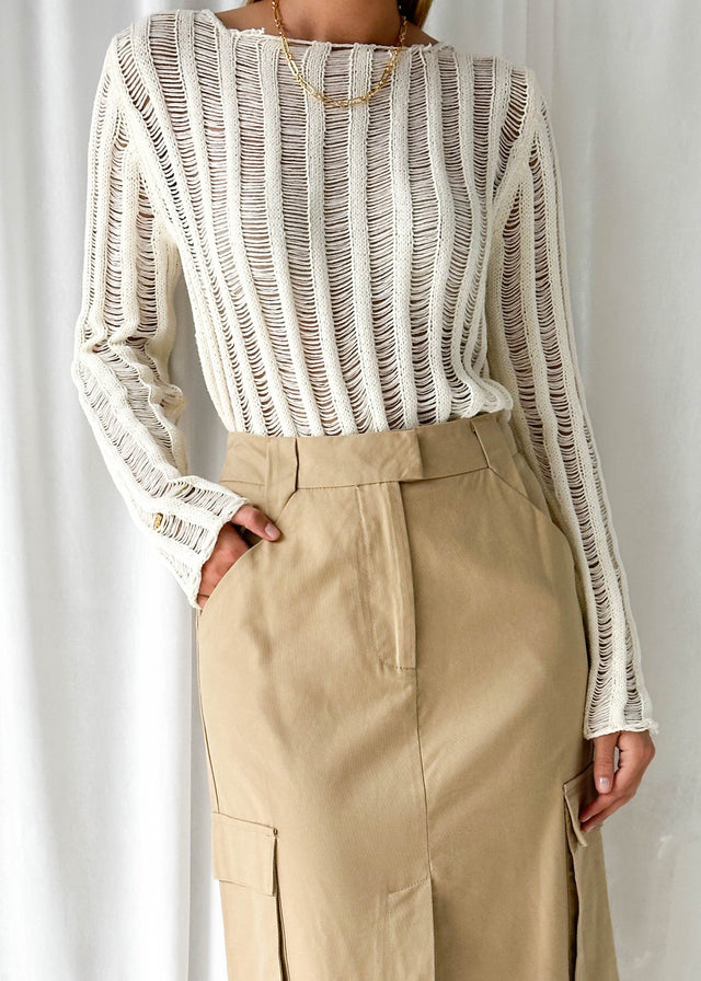 Tellroe Cargo Maxi Skirt - Latte