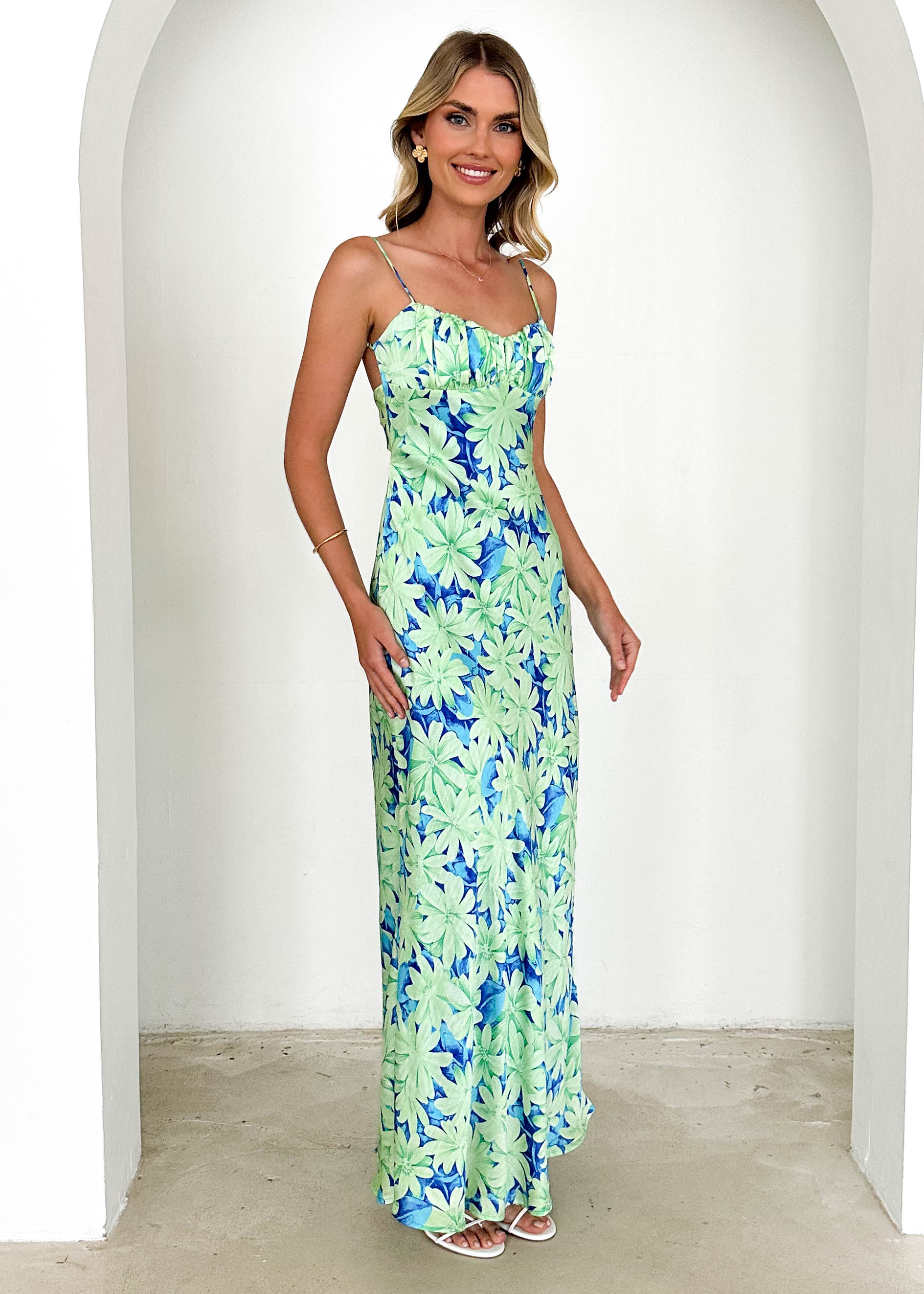 Cavalo Maxi Dress - Lime Flowers